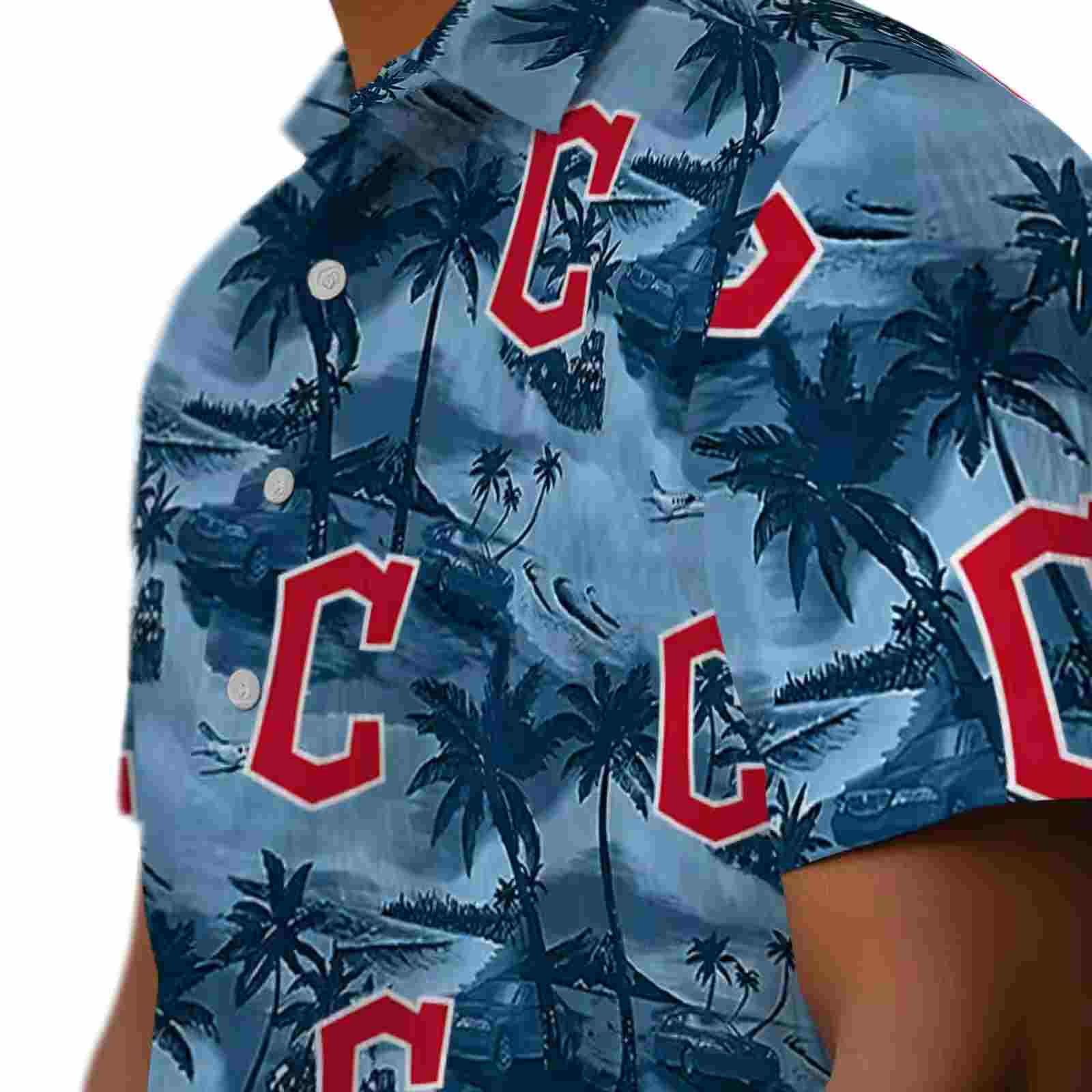 cleveland guardians coastal palms navy blue hawaiian shirt trendy