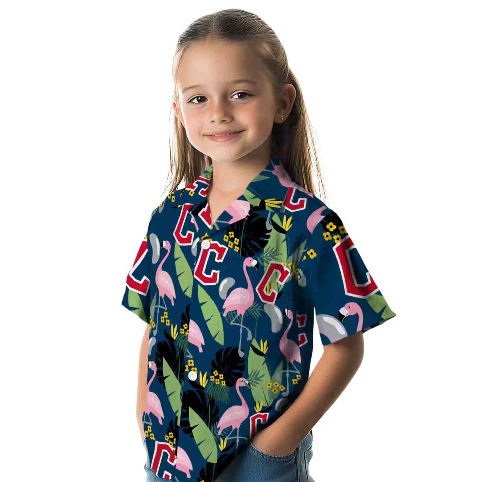 cleveland guardians flamingo leaves navy blue hawaiian shirt premium grade