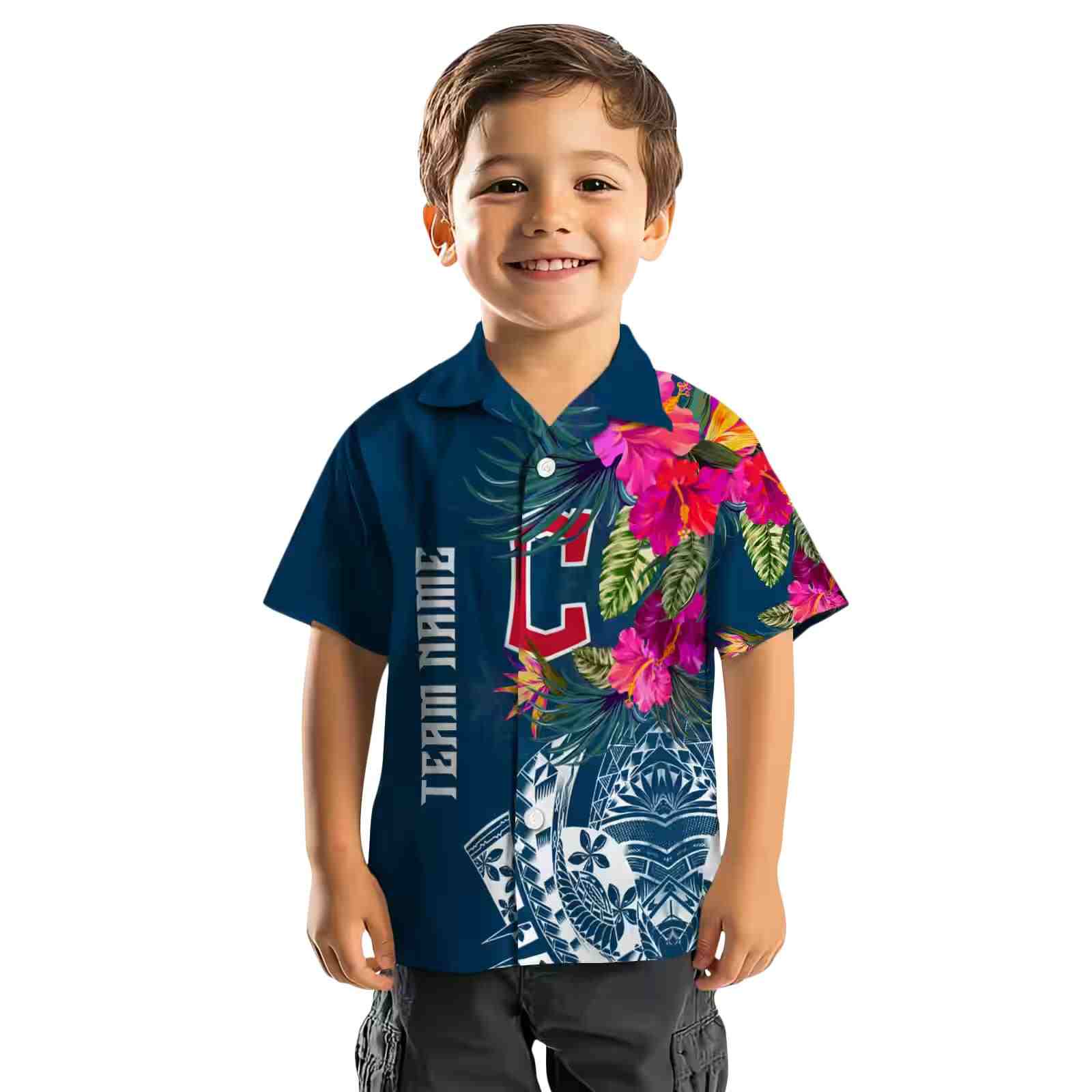 cleveland guardians floral polynesian navy blue hawaiian shirt top rated