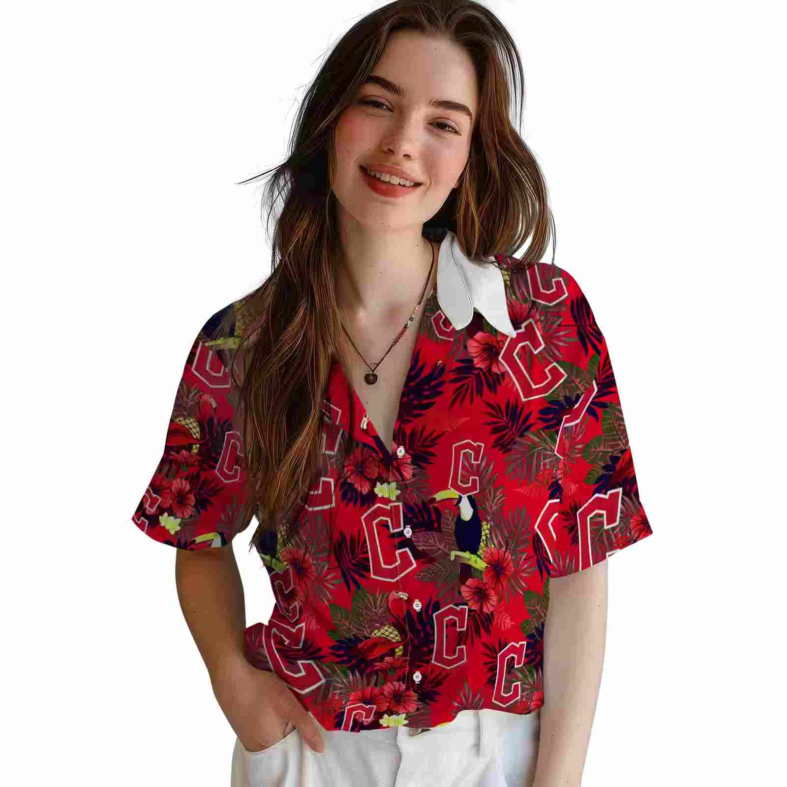 cleveland guardians floral toucan navy blue red hawaiian shirt latest model