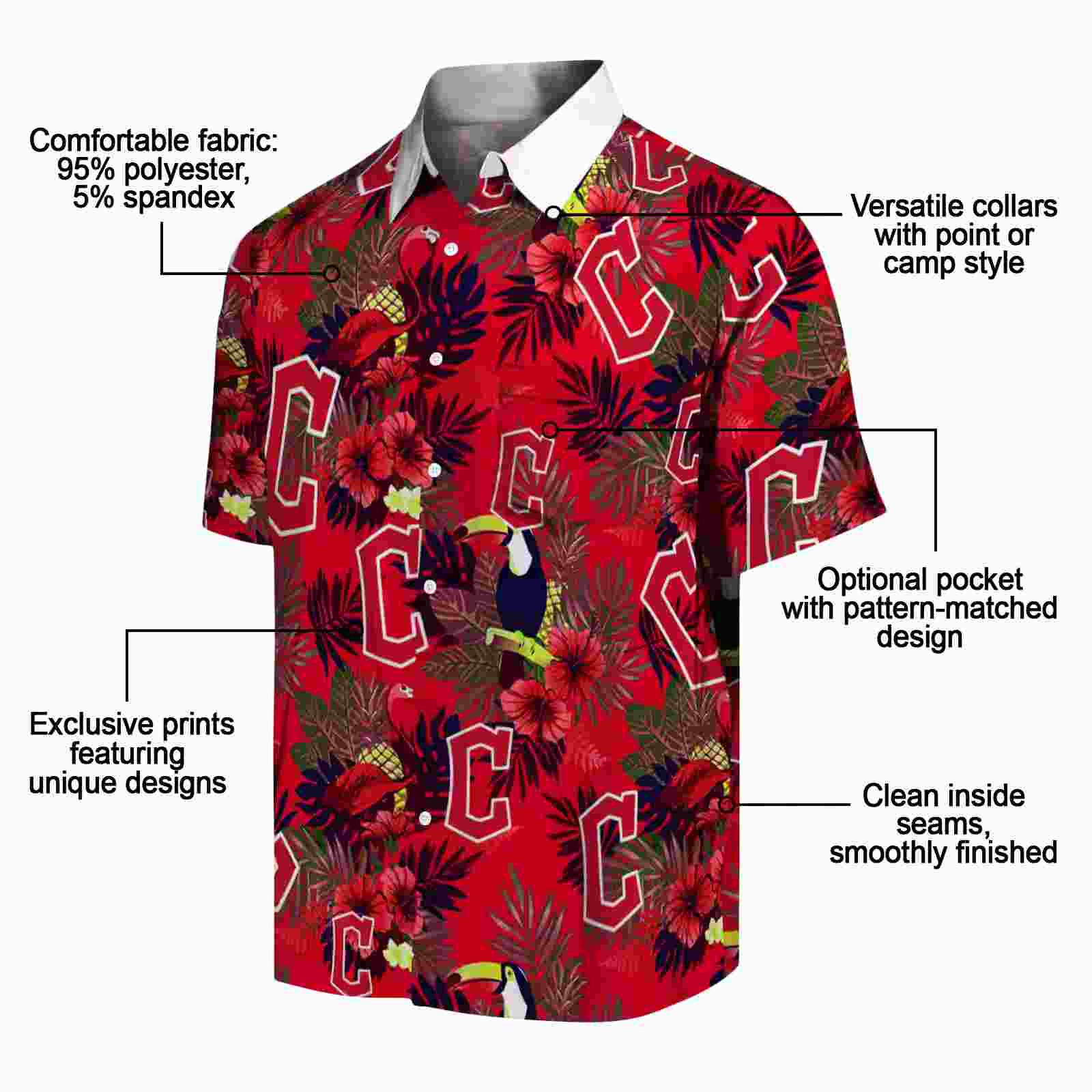 cleveland guardians floral toucan navy blue red hawaiian shirt new arrival