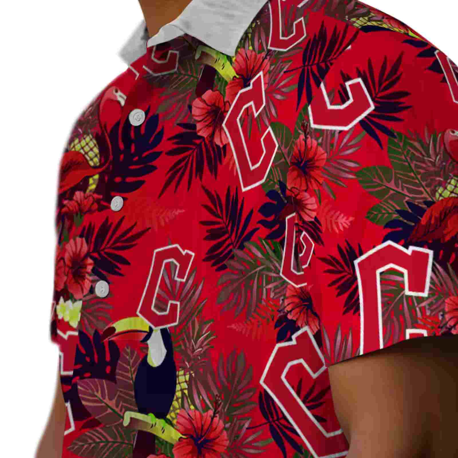 cleveland guardians floral toucan navy blue red hawaiian shirt trendy