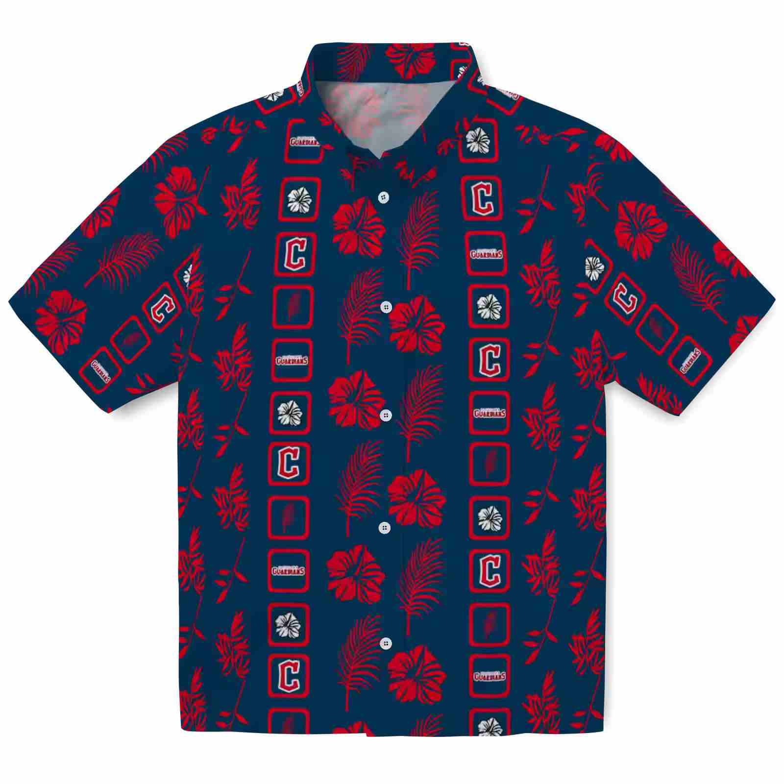 Cleveland Guardians Framed Floral Navy Blue Hawaiian Shirt