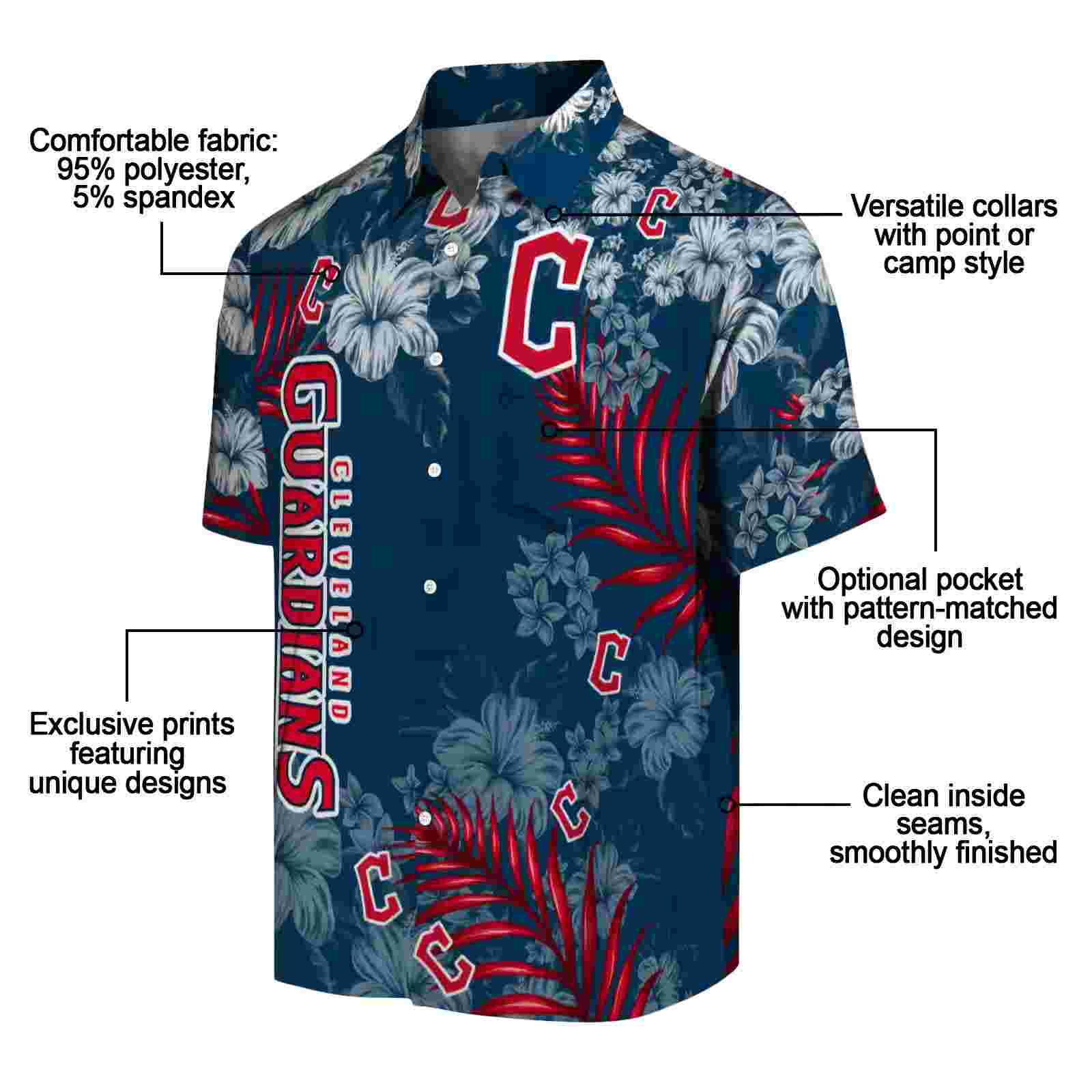 cleveland guardians hibiscus print navy blue hawaiian shirt new arrival