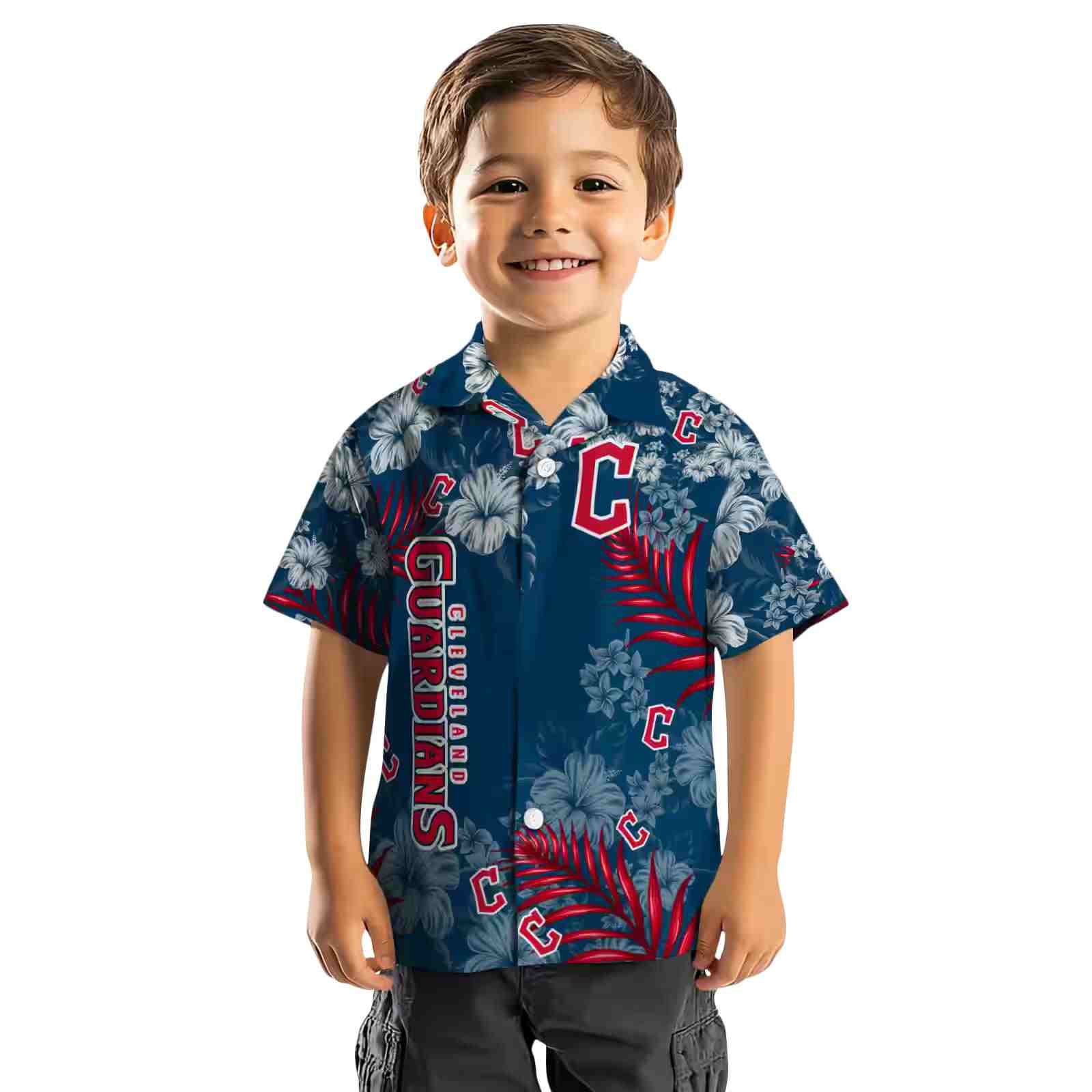 cleveland guardians hibiscus print navy blue hawaiian shirt top rated