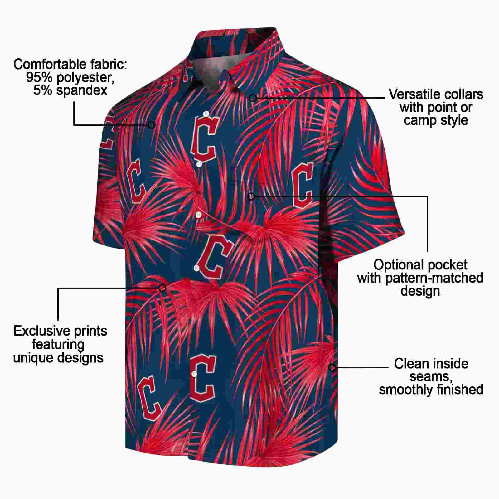 cleveland guardians leafy palms navy blue hawaiian shirt new arrival