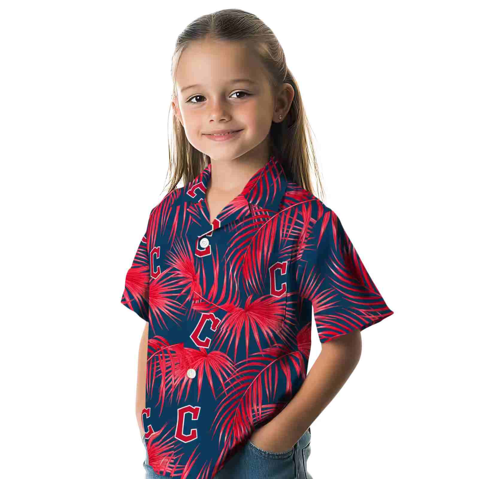 cleveland guardians leafy palms navy blue hawaiian shirt premium grade