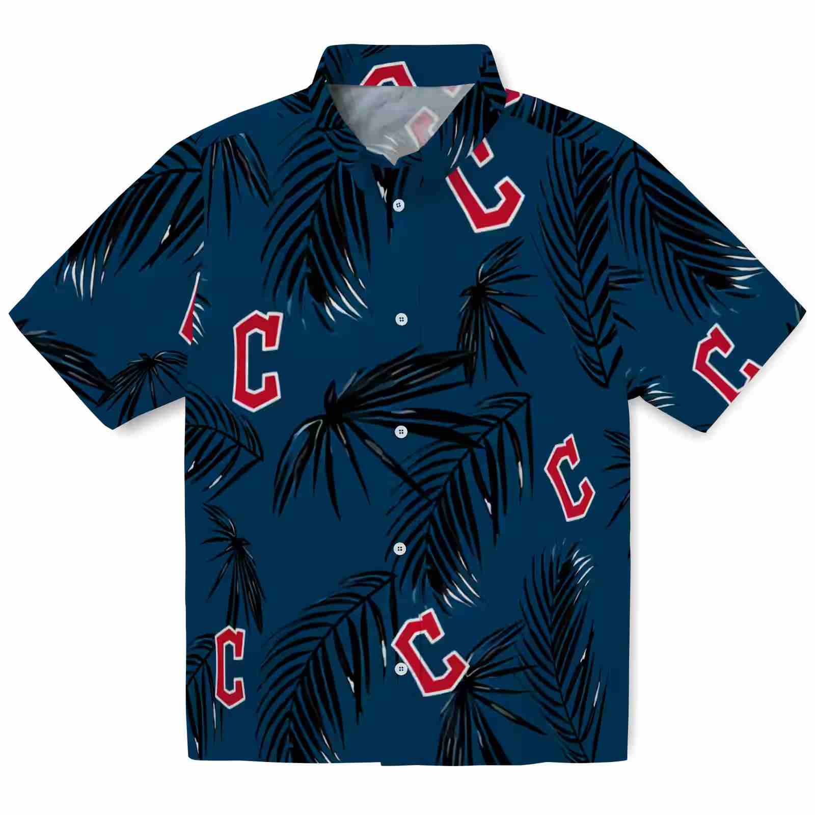 Cleveland Guardians Palm Leaf Navy Blue Hawaiian Shirt