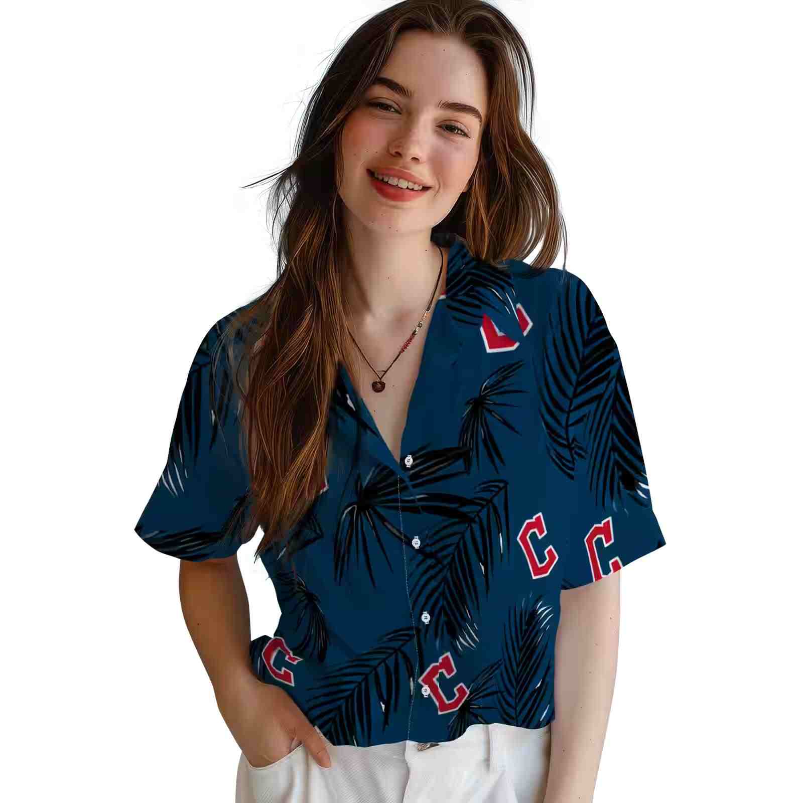 cleveland guardians palm leaf navy blue hawaiian shirt latest model