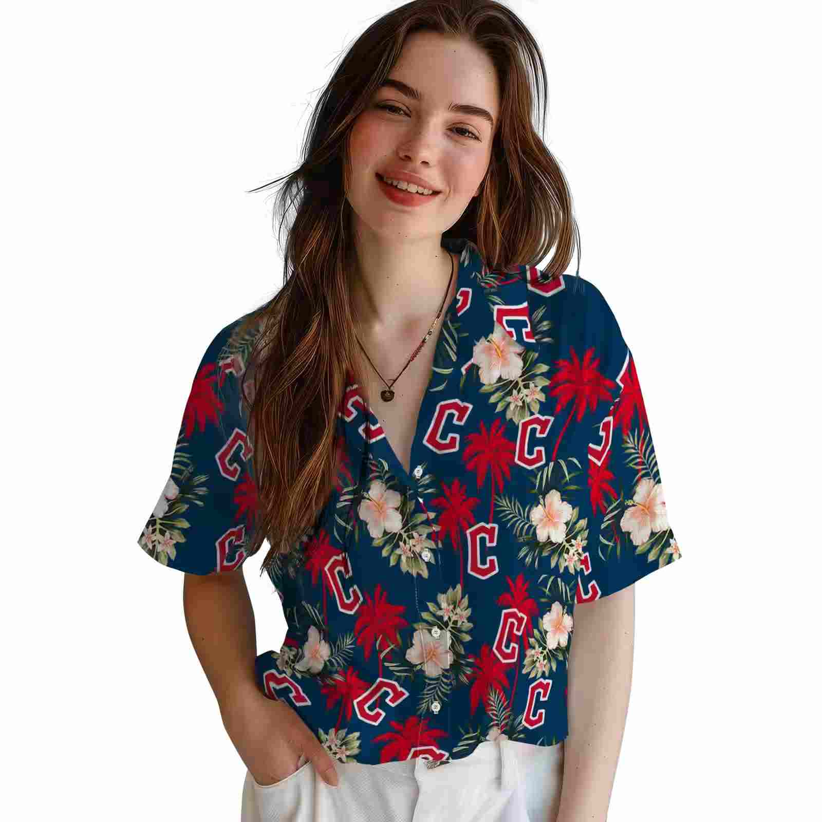 cleveland guardians palm tree flower navy blue hawaiian shirt latest model