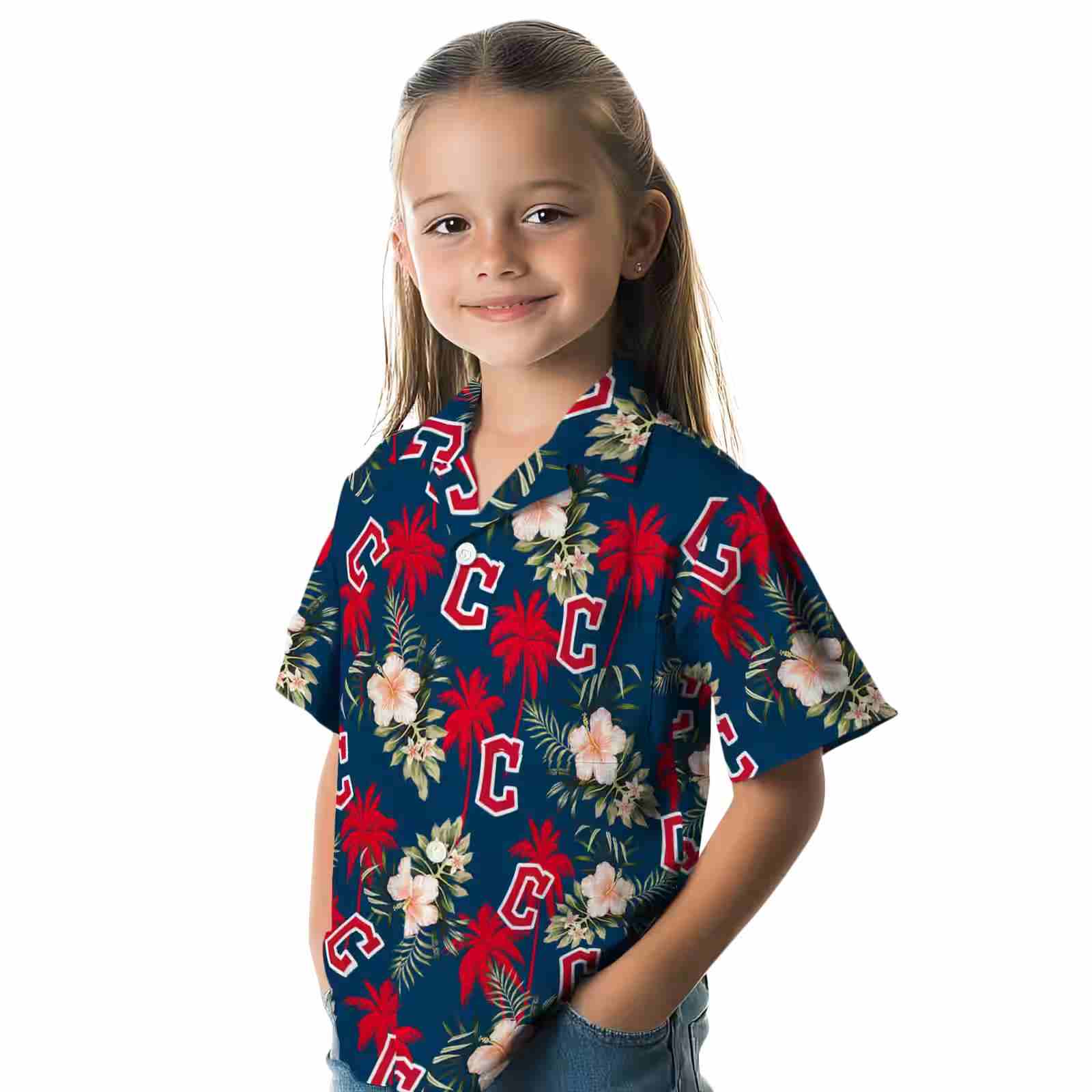 cleveland guardians palm tree flower navy blue hawaiian shirt premium grade