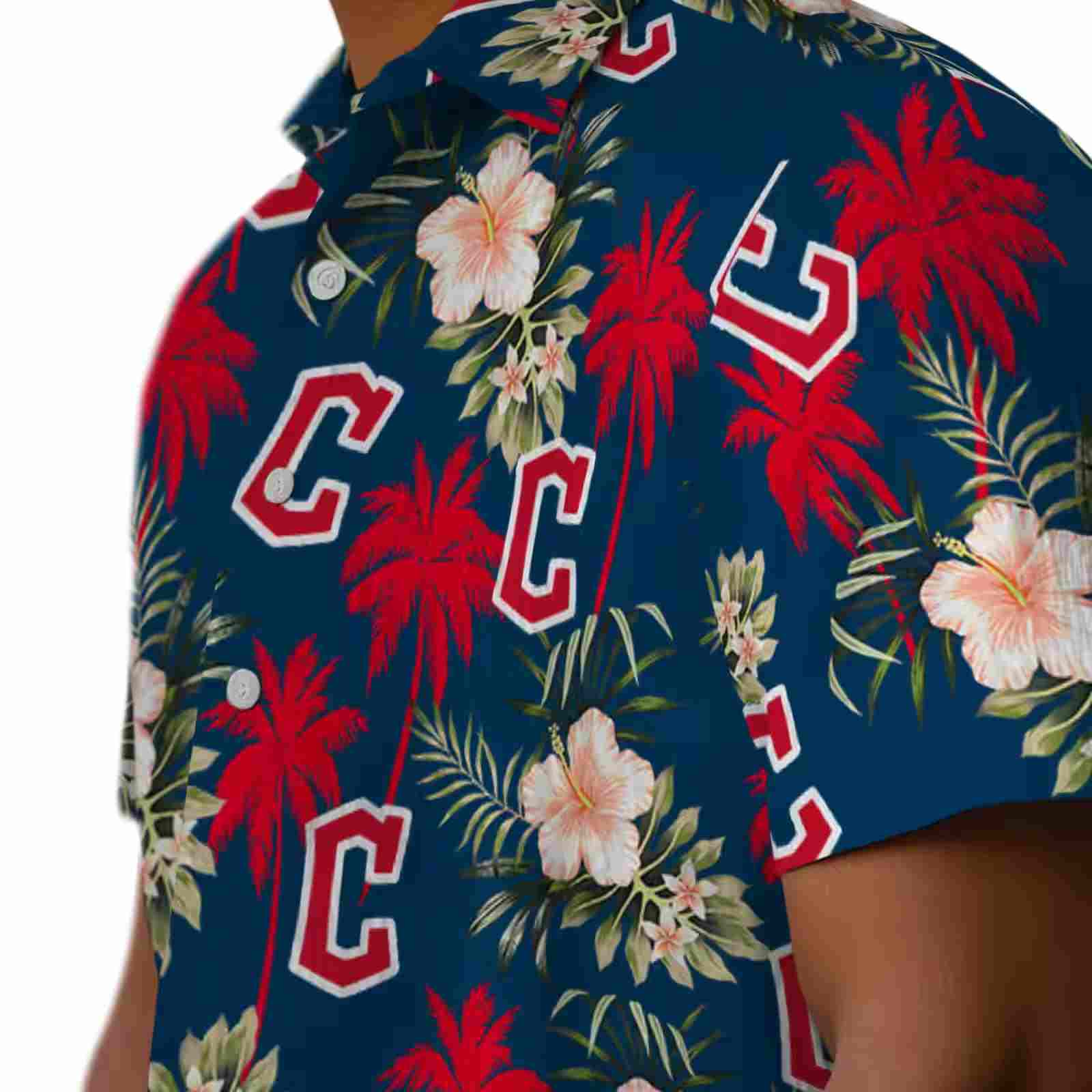 cleveland guardians palm tree flower navy blue hawaiian shirt trendy