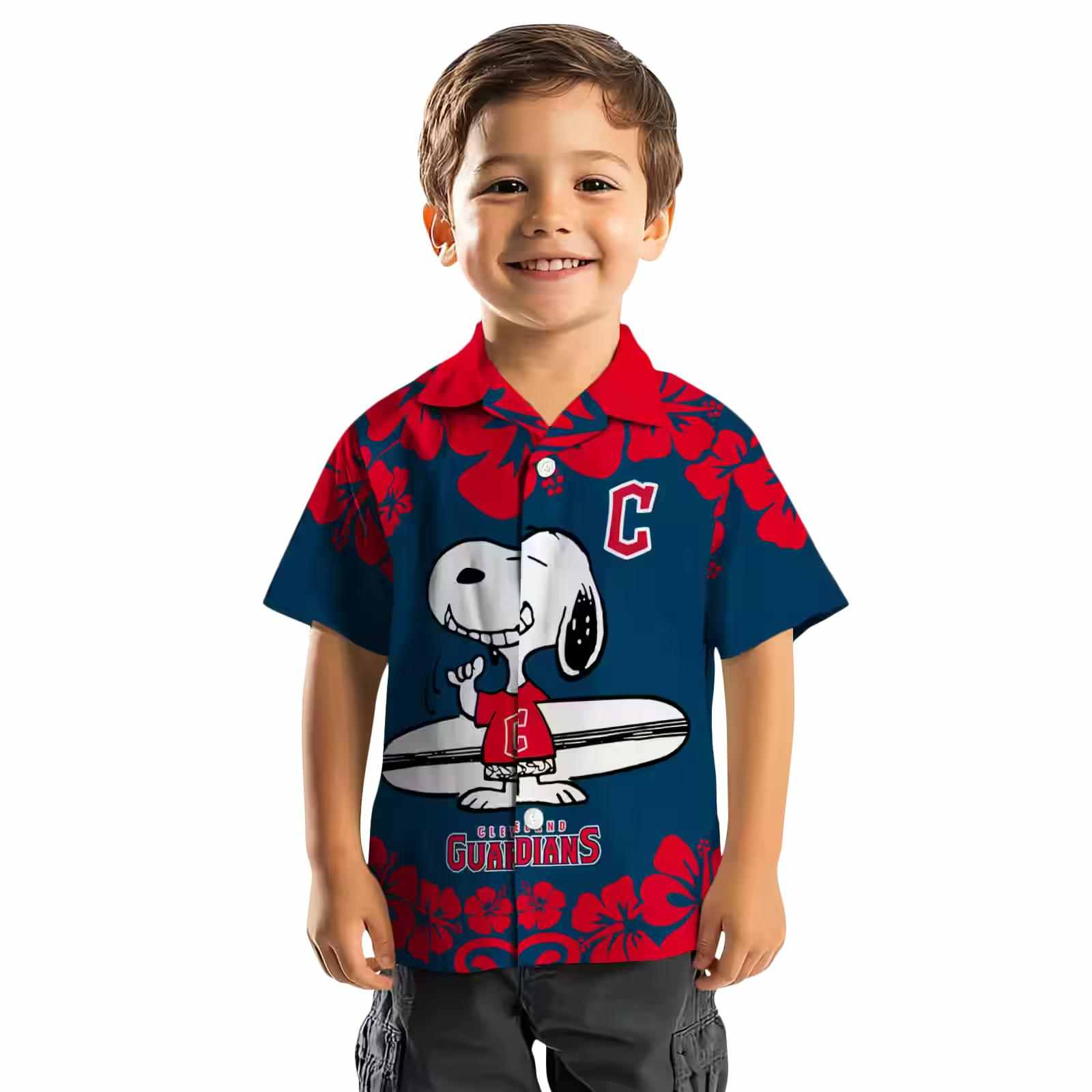 cleveland guardians snoopy surf navy blue white hawaiian shirt top rated