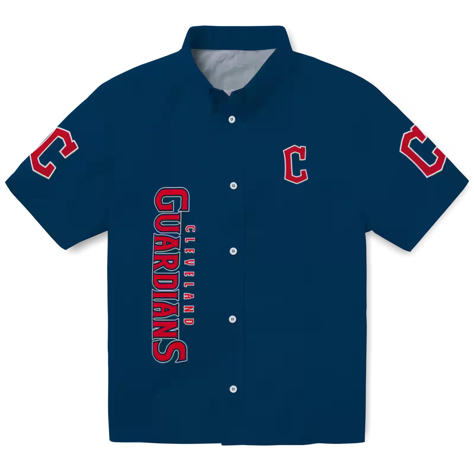 Cleveland Guardians Stuart Minion Navy Blue Hawaiian Shirt