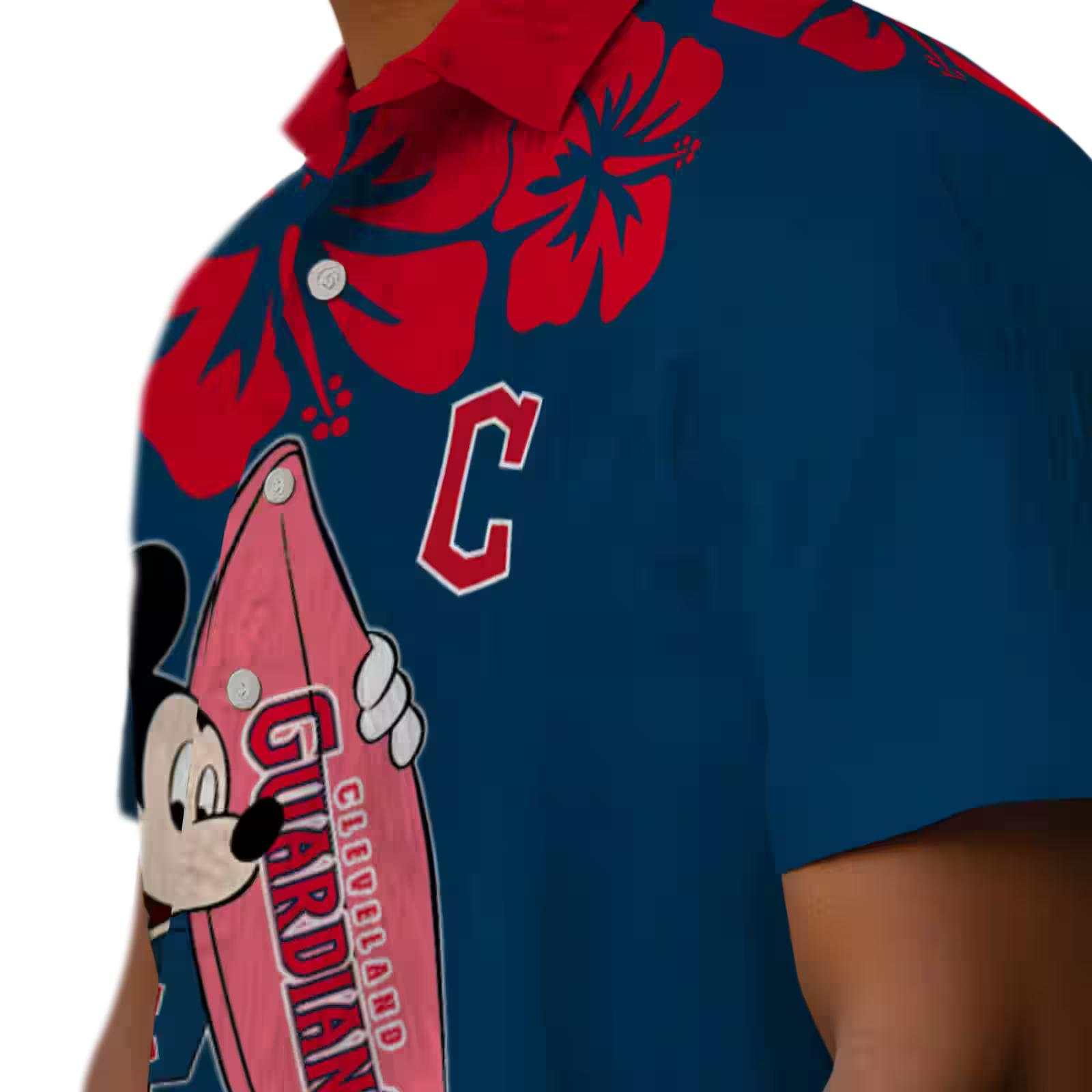 cleveland guardians surfing mickey navy blue hawaiian shirt trendy