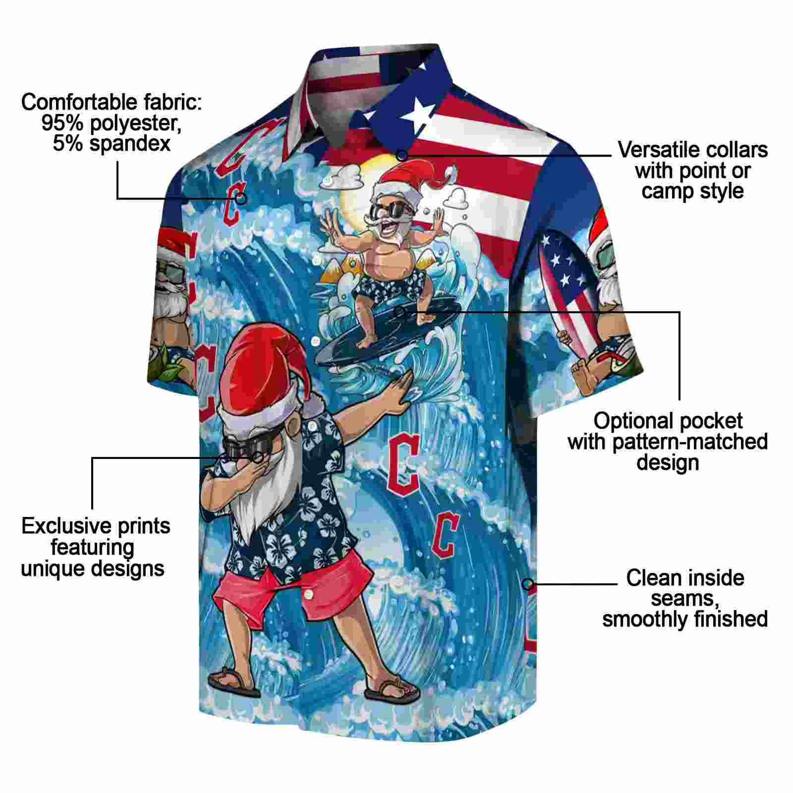 cleveland guardians surfing santa blue hawaiian shirt new arrival