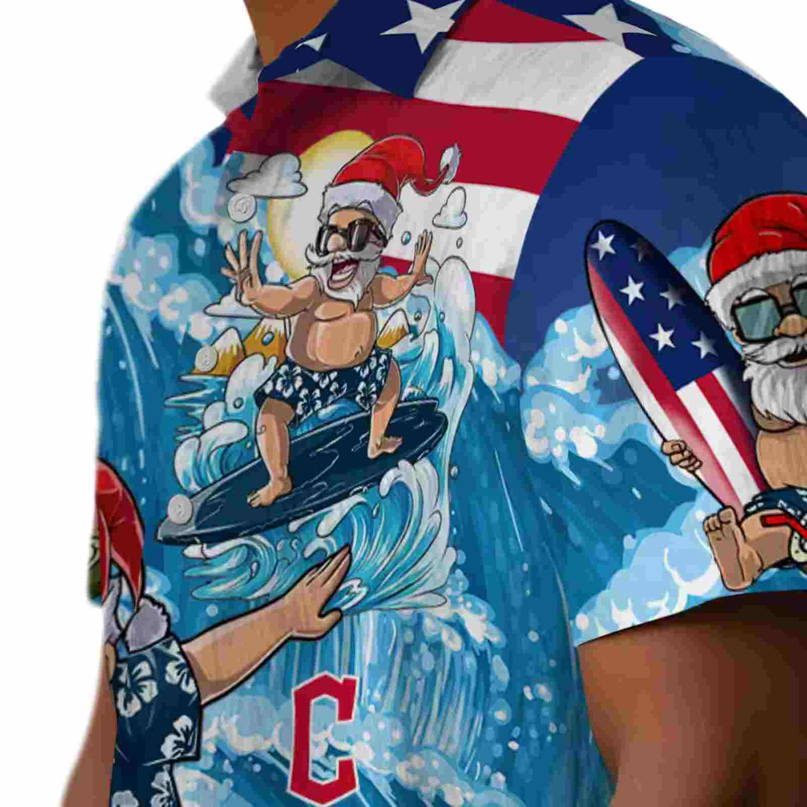 cleveland guardians surfing santa blue hawaiian shirt trendy