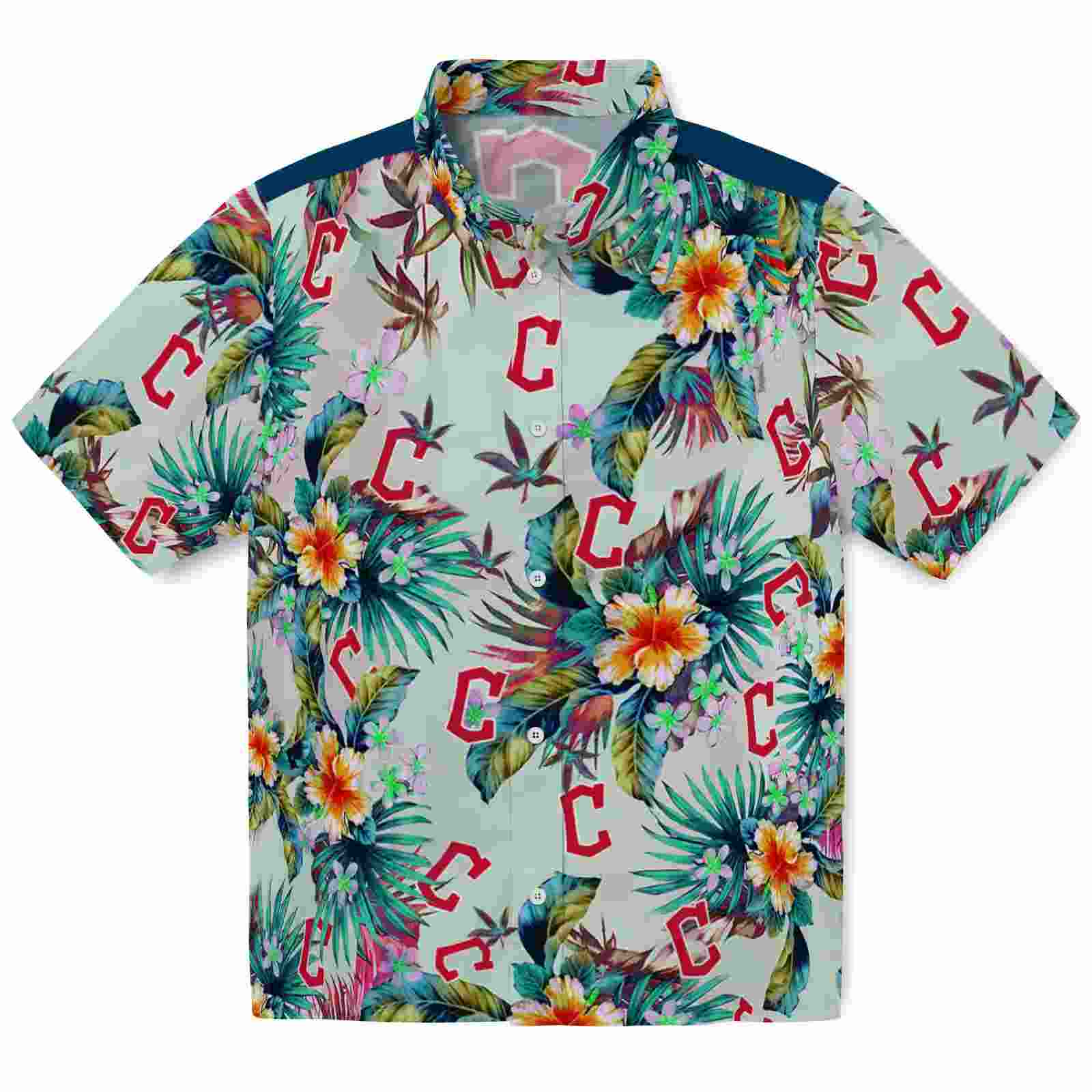 Cleveland Guardians Tropical Foliage Green Hawaiian Shirt