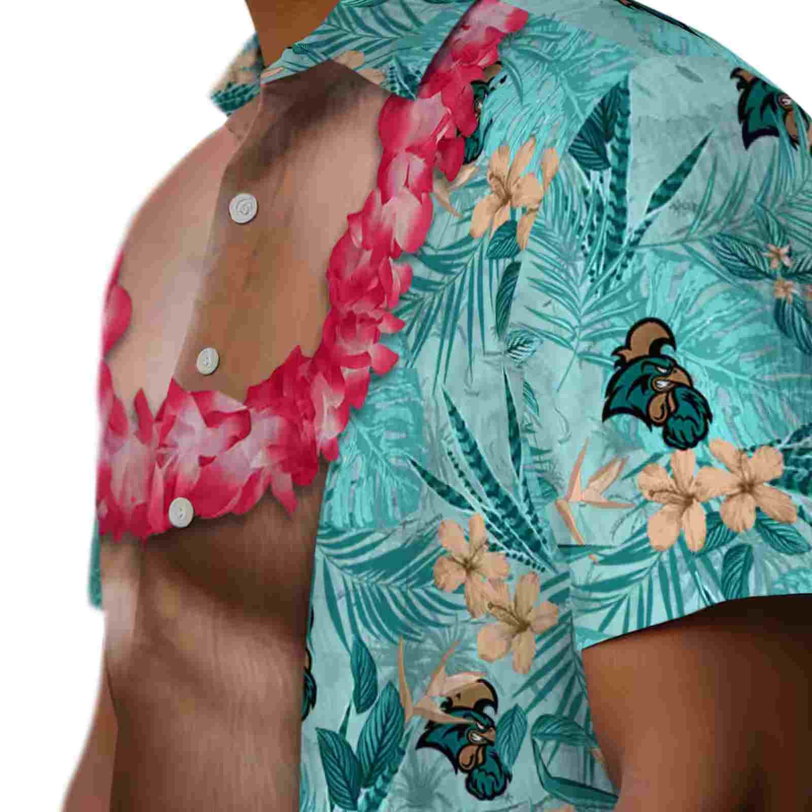 coastal carolina chanticleers chest illusion green hawaiian shirt trendy