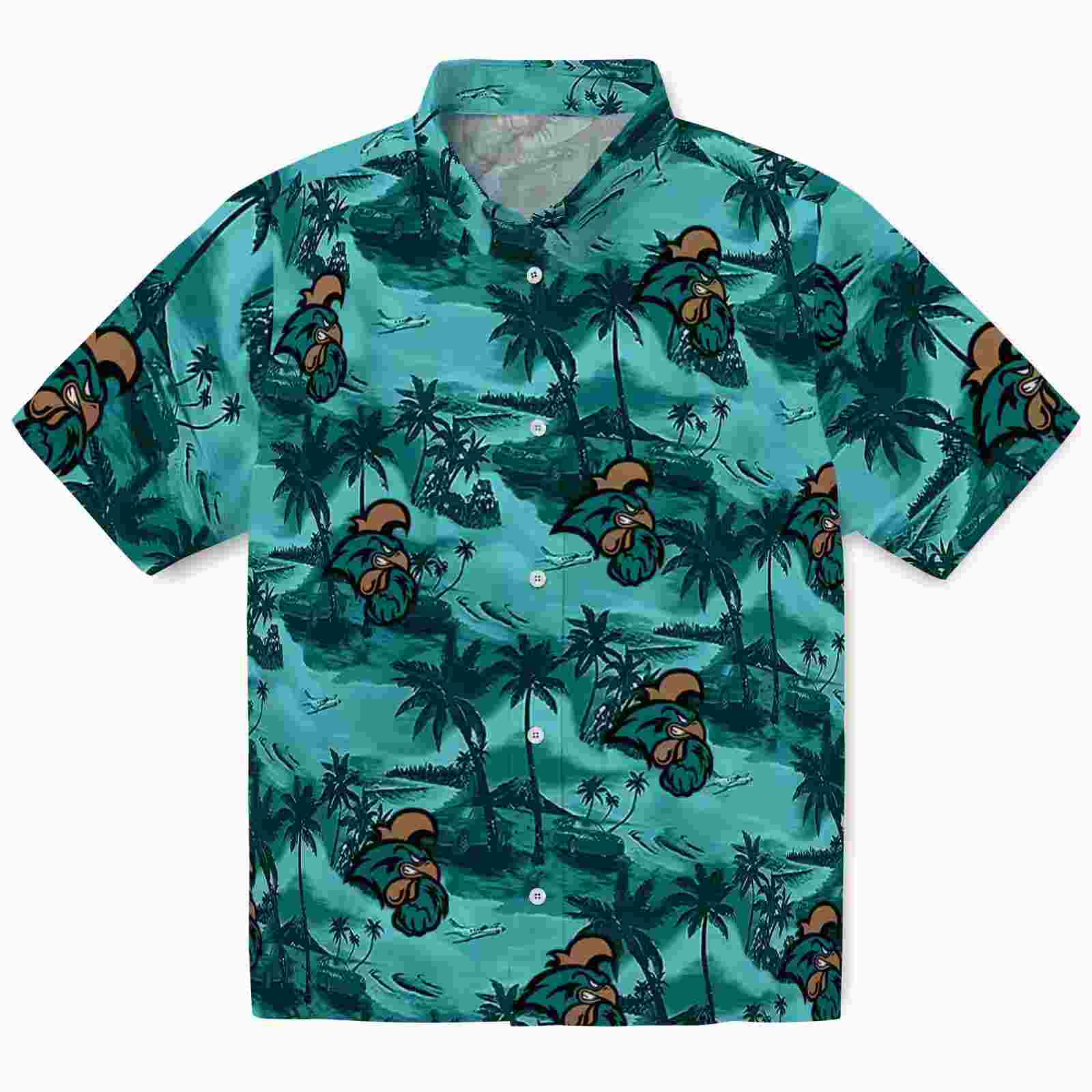 Coastal Carolina Chanticleers Coastal Palms Green Hawaiian Shirt