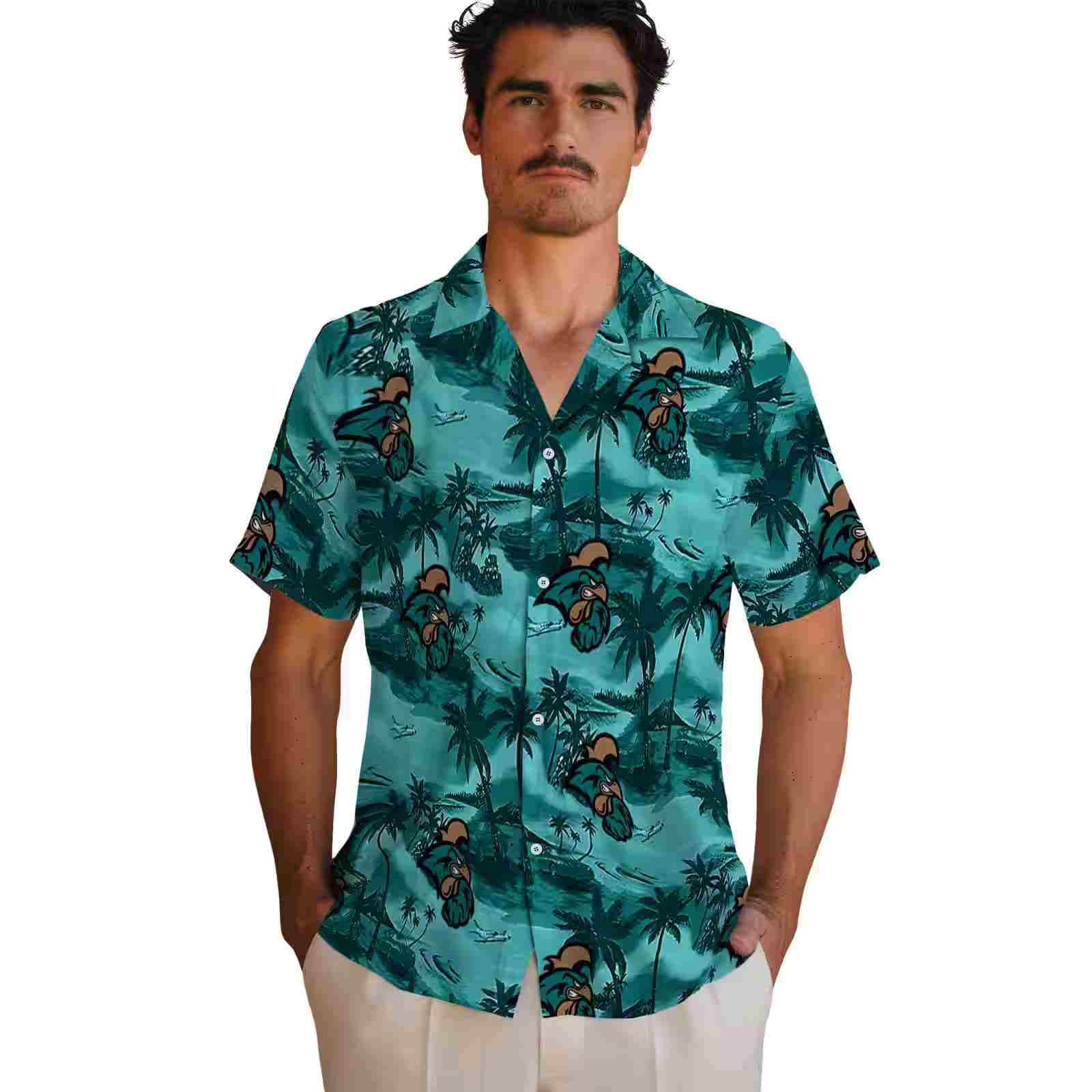 coastal carolina chanticleers coastal palms green hawaiian shirt fashion forward