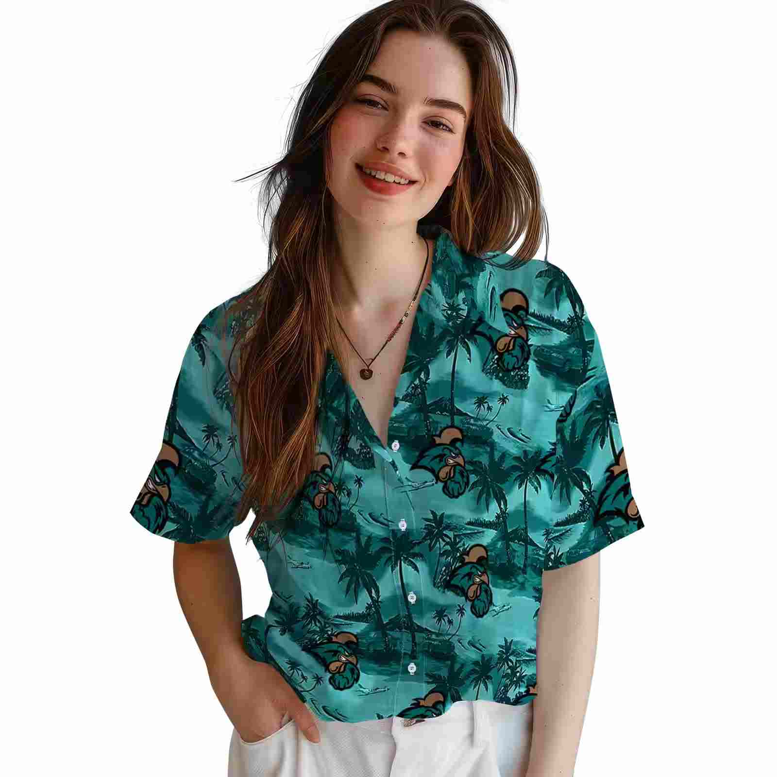 coastal carolina chanticleers coastal palms green hawaiian shirt latest model