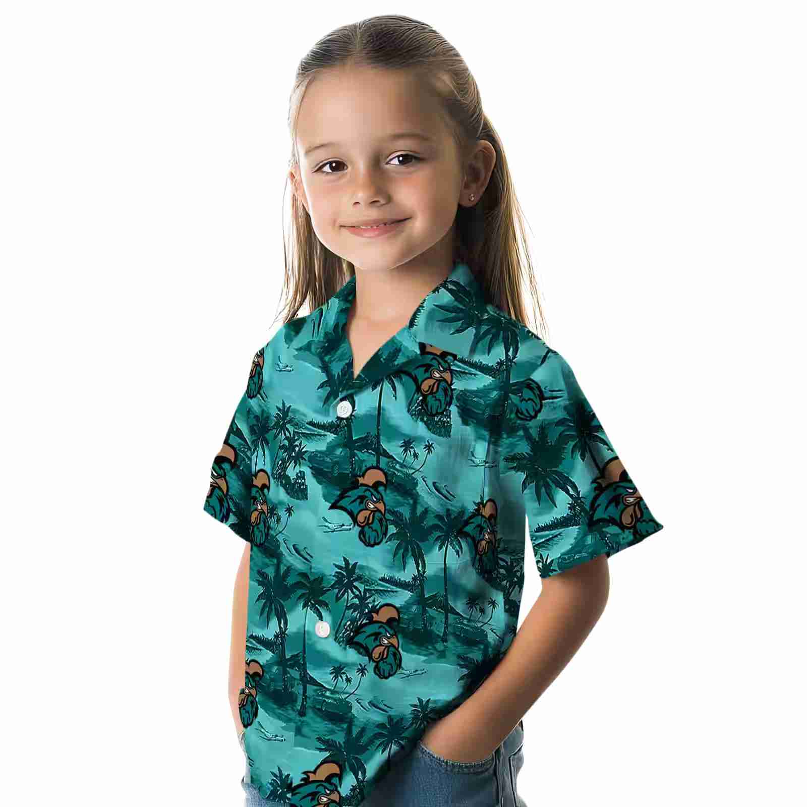 coastal carolina chanticleers coastal palms green hawaiian shirt premium grade