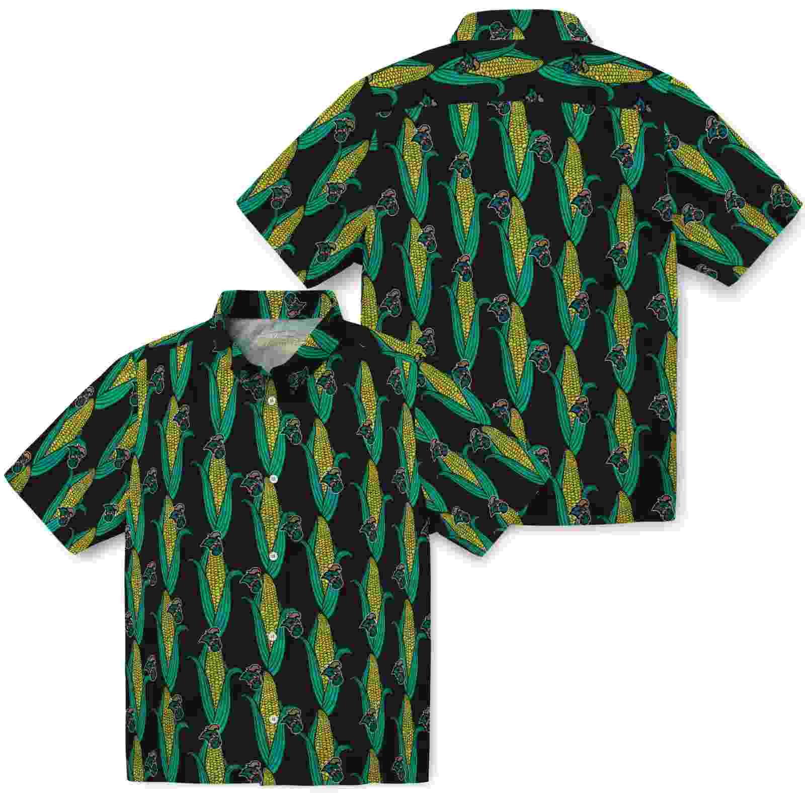 coastal carolina chanticleers corn motifs black green hawaiian shirt high quality