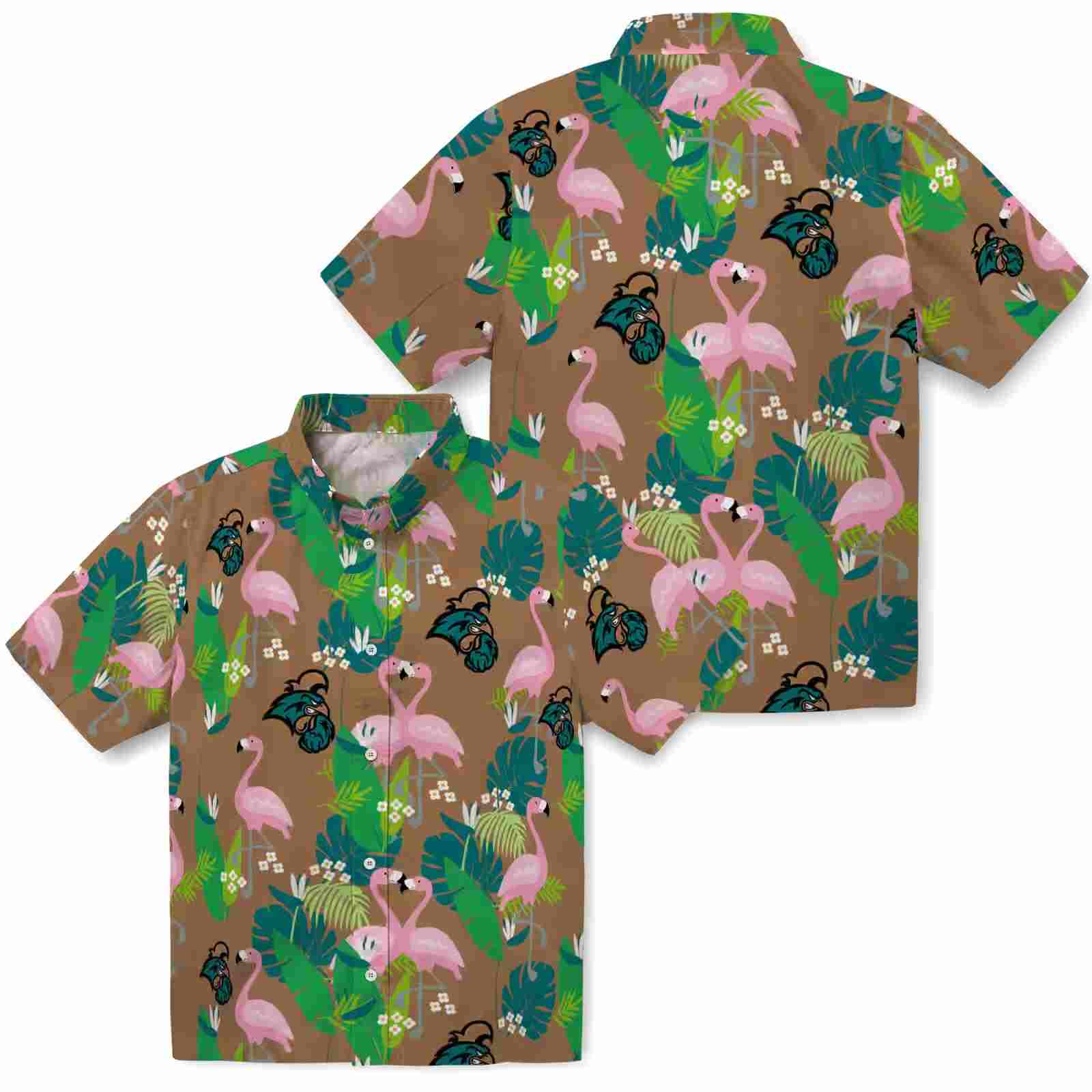 coastal carolina chanticleers flamingo foliage green hawaiian shirt high quality