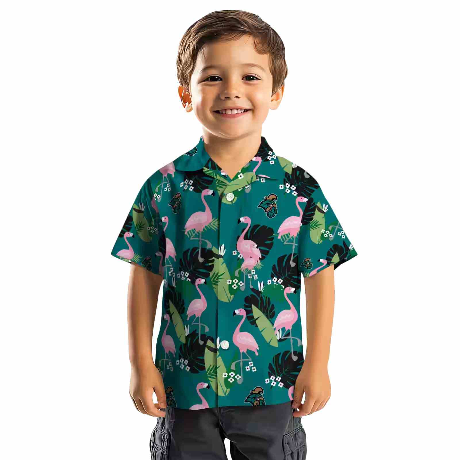 coastal carolina chanticleers flamingo leaf motif green hawaiian shirt top rated