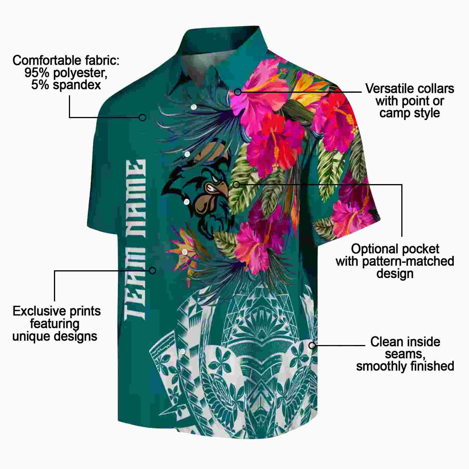 coastal carolina chanticleers floral polynesian green hawaiian shirt new arrival