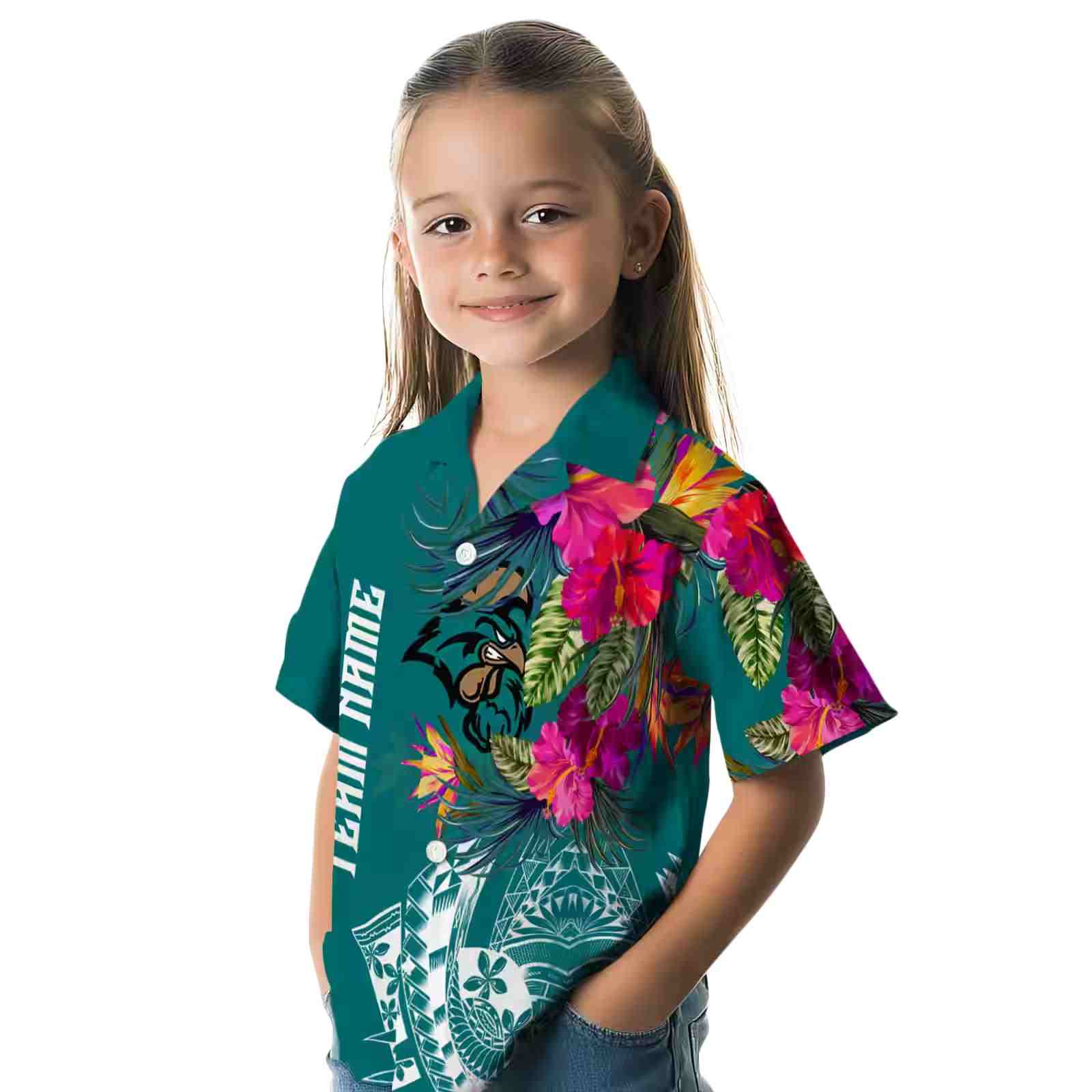 coastal carolina chanticleers floral polynesian green hawaiian shirt premium grade