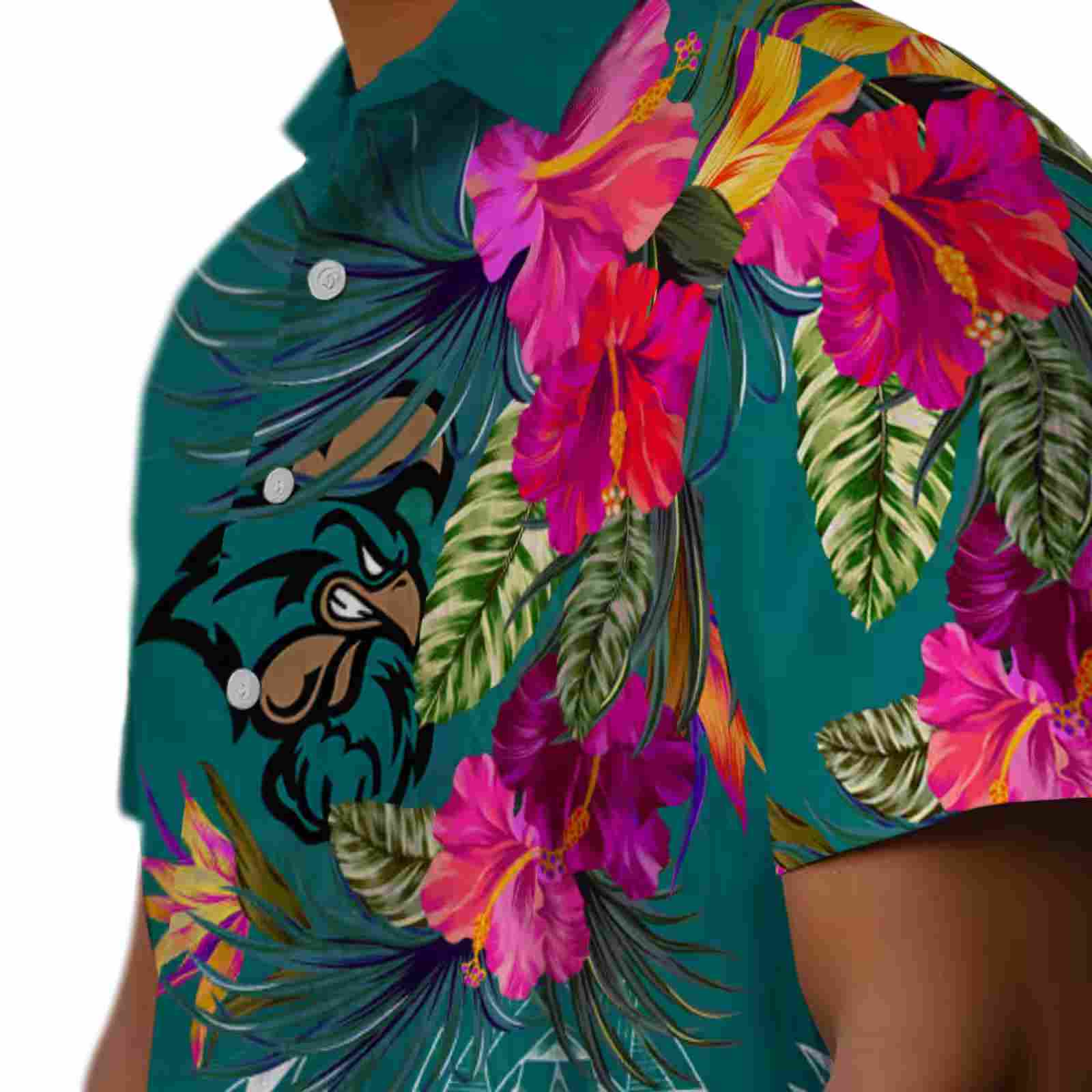 coastal carolina chanticleers floral polynesian green hawaiian shirt trendy