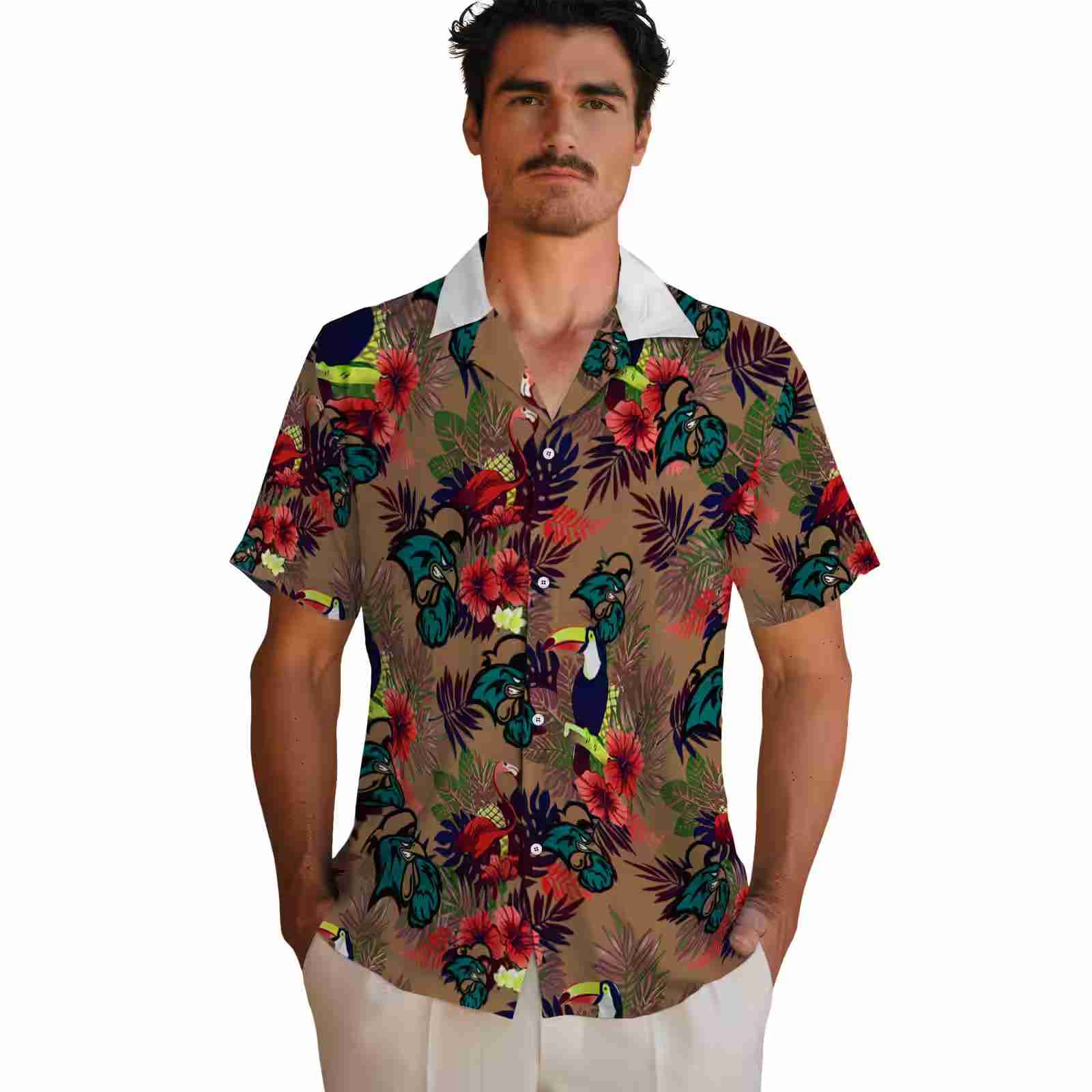 coastal carolina chanticleers floral toucan green red hawaiian shirt fashion forward