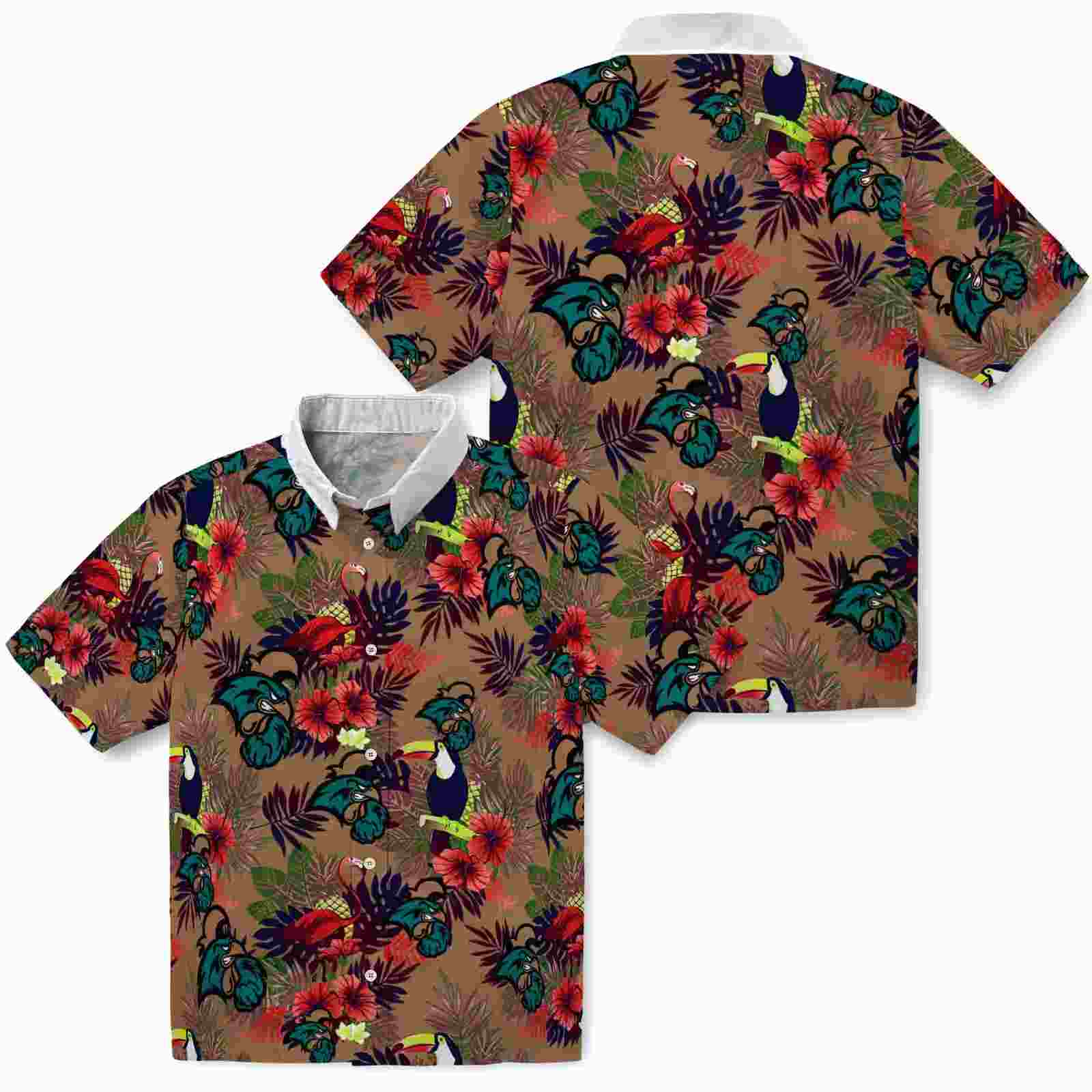 coastal carolina chanticleers floral toucan green red hawaiian shirt high quality