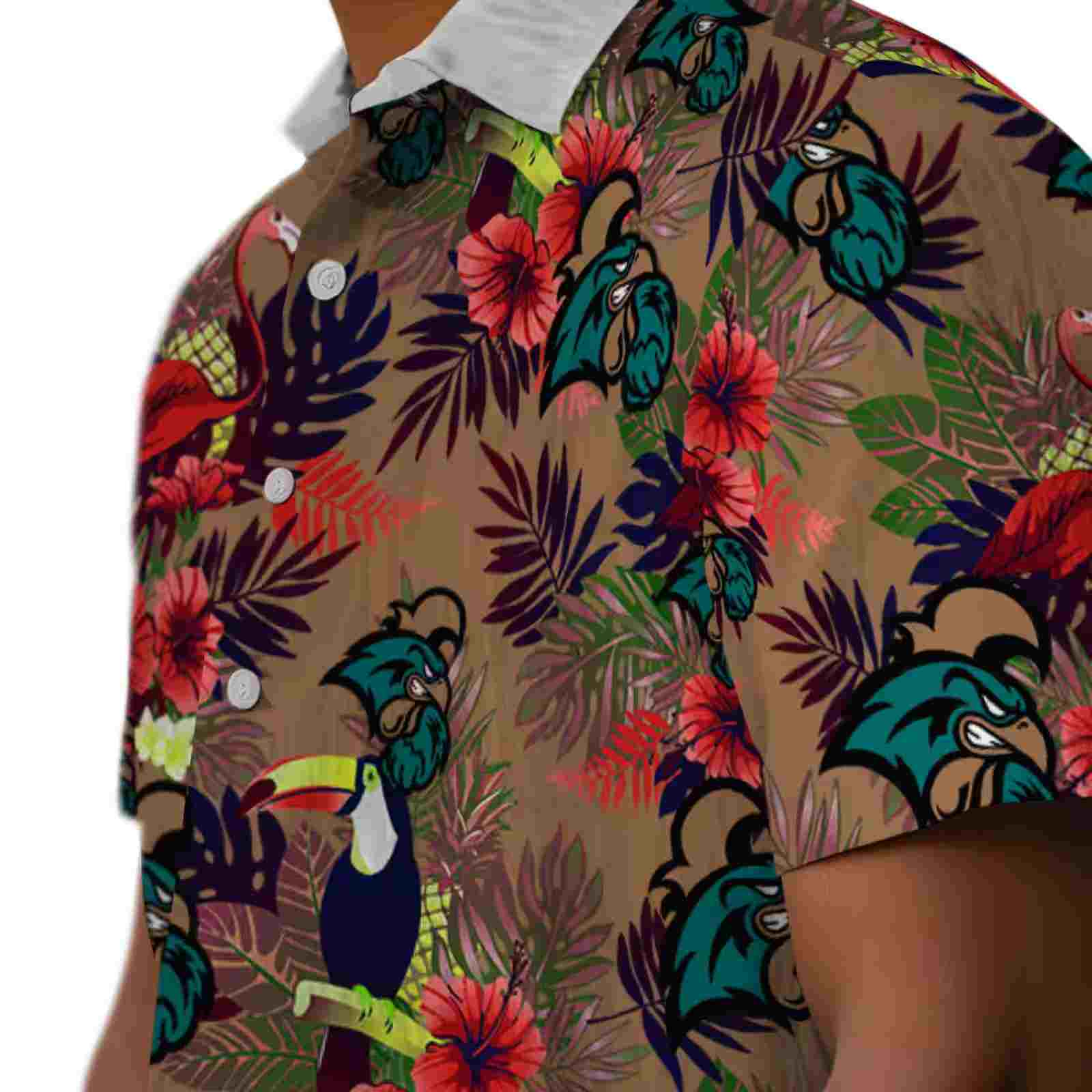 coastal carolina chanticleers floral toucan green red hawaiian shirt trendy