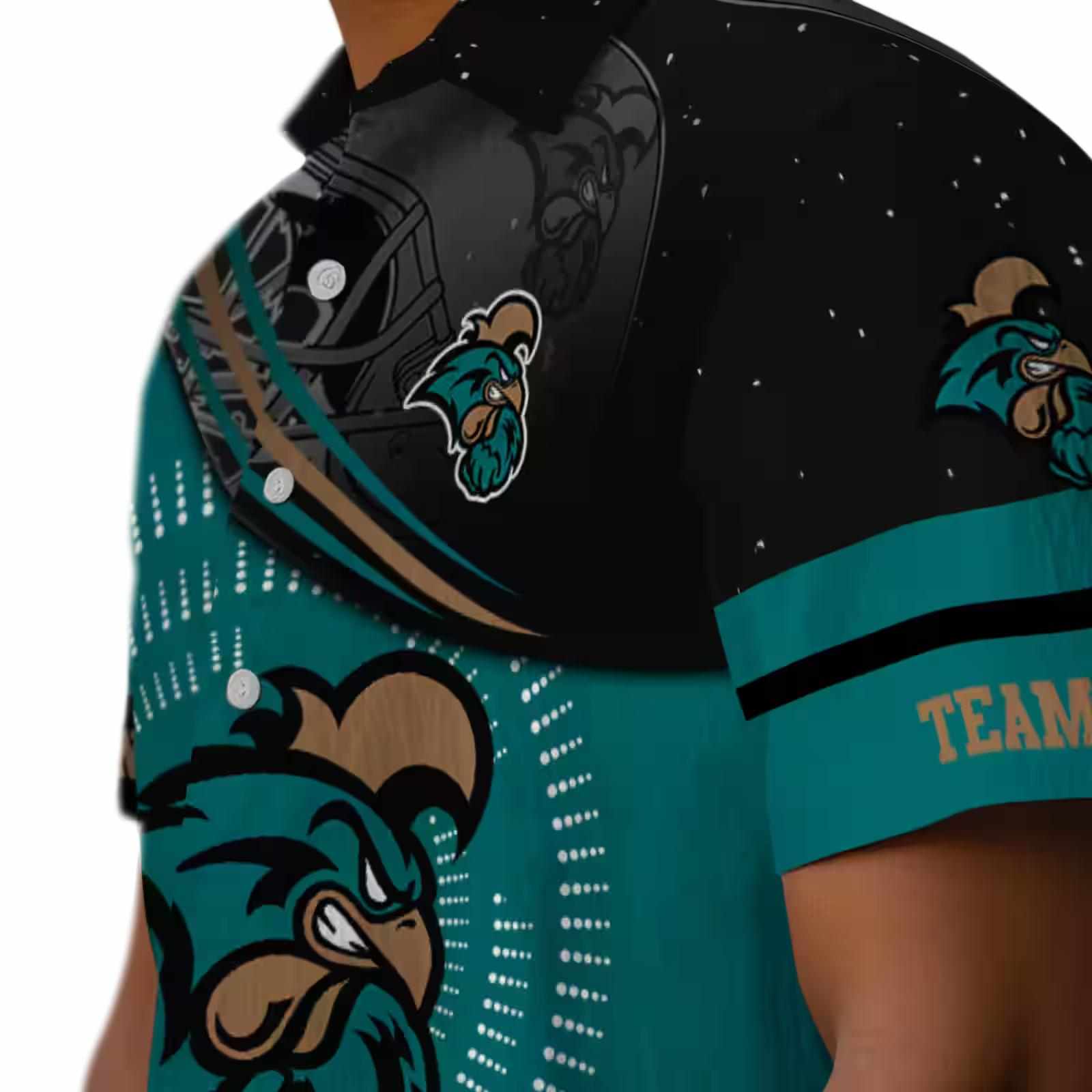 coastal carolina chanticleers football wave green black hawaiian shirt trendy