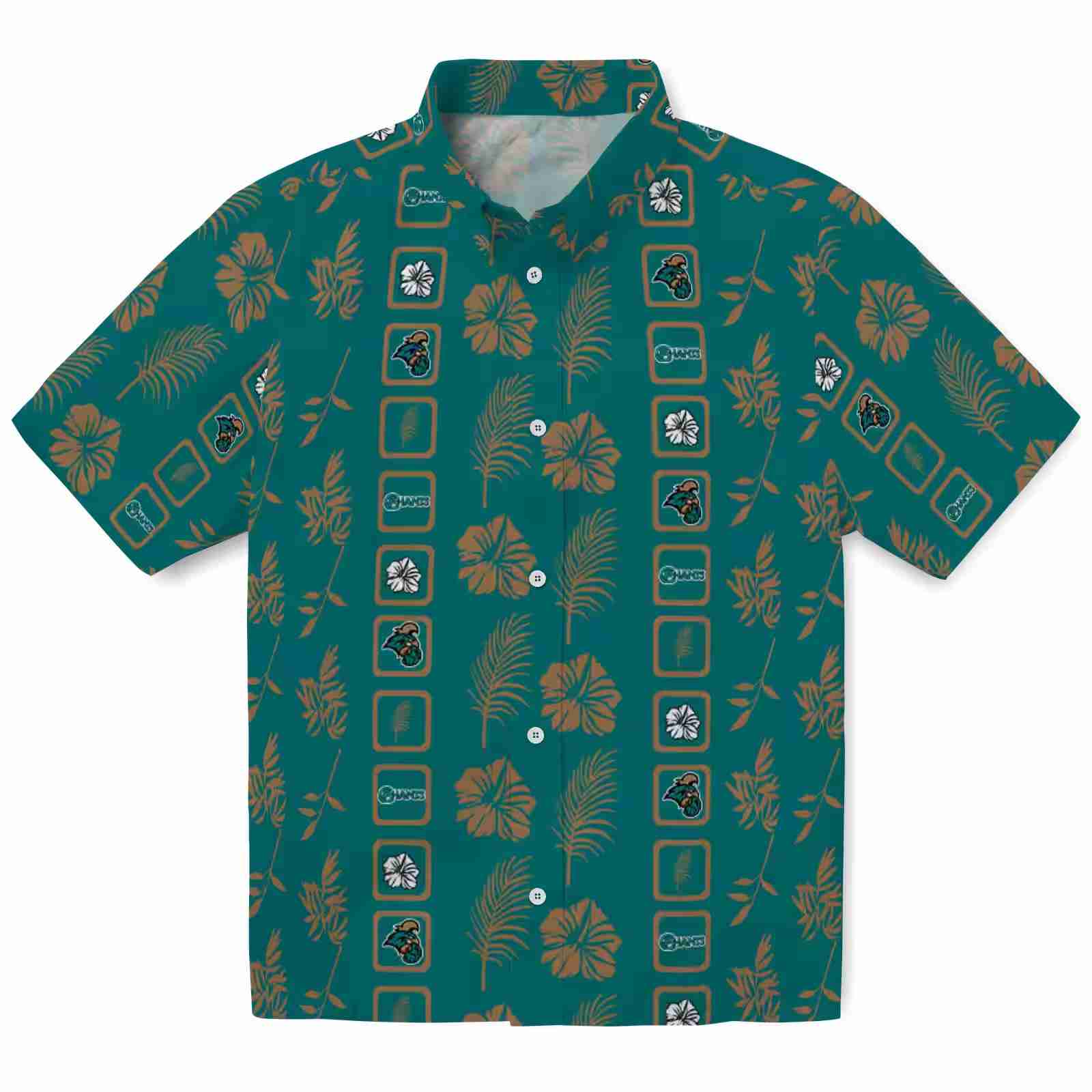 Coastal Carolina Chanticleers Framed Floral Green Hawaiian Shirt