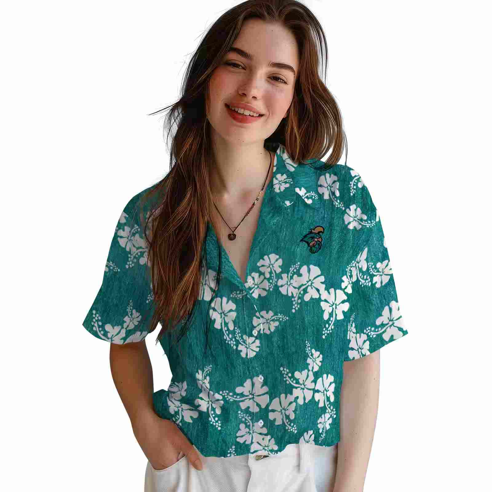 coastal carolina chanticleers hibiscus clusters green hawaiian shirt latest model