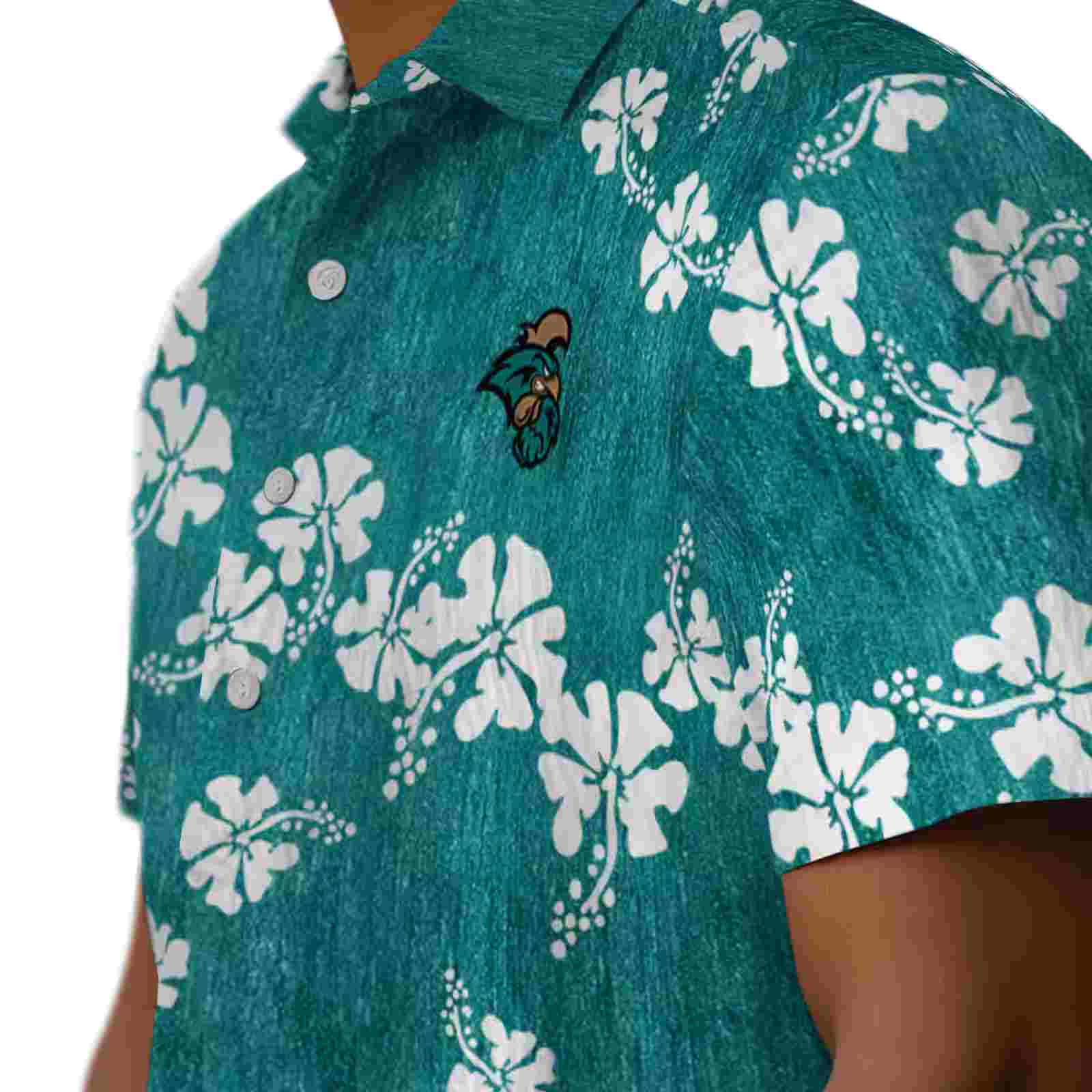 coastal carolina chanticleers hibiscus clusters green hawaiian shirt trendy