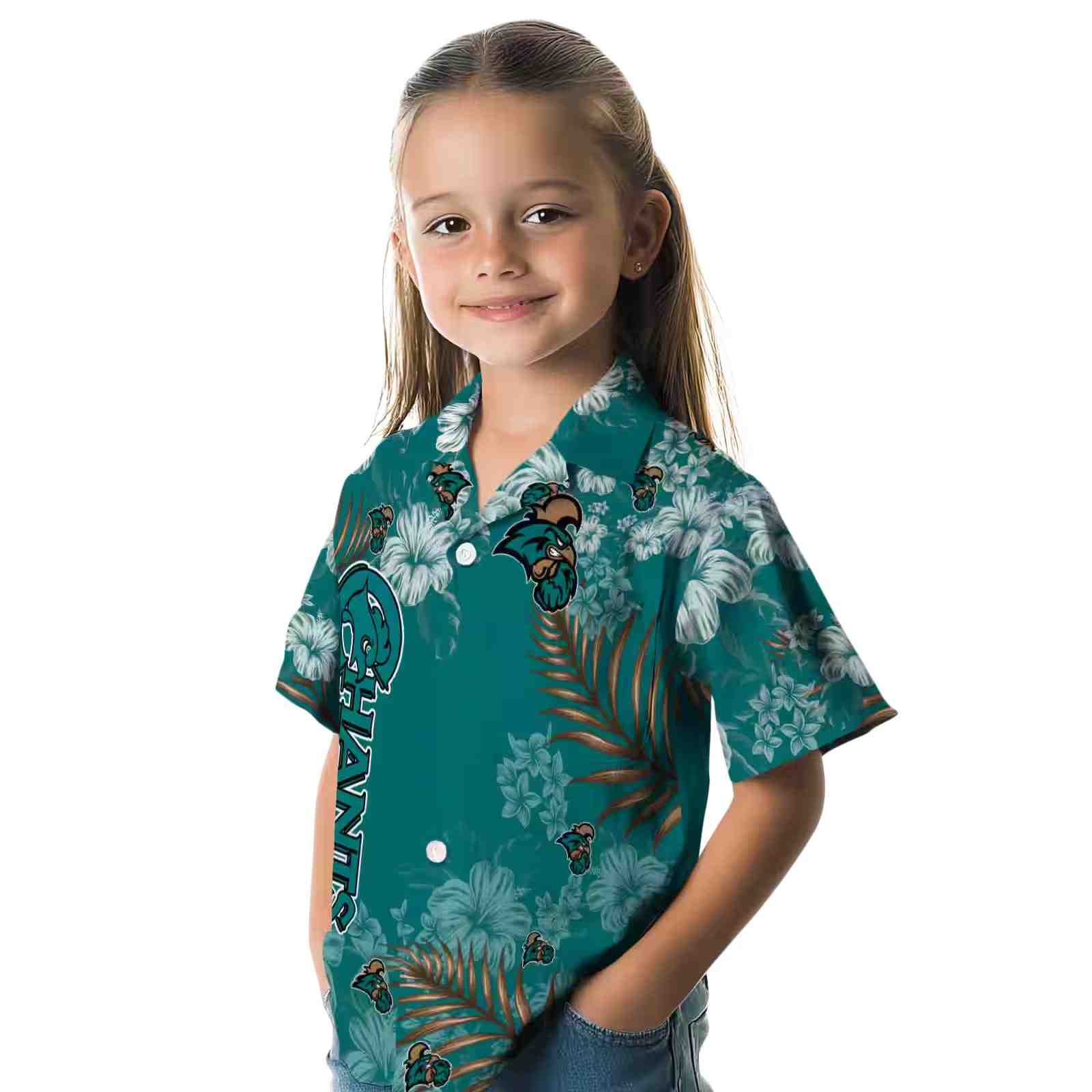 coastal carolina chanticleers hibiscus print green hawaiian shirt premium grade