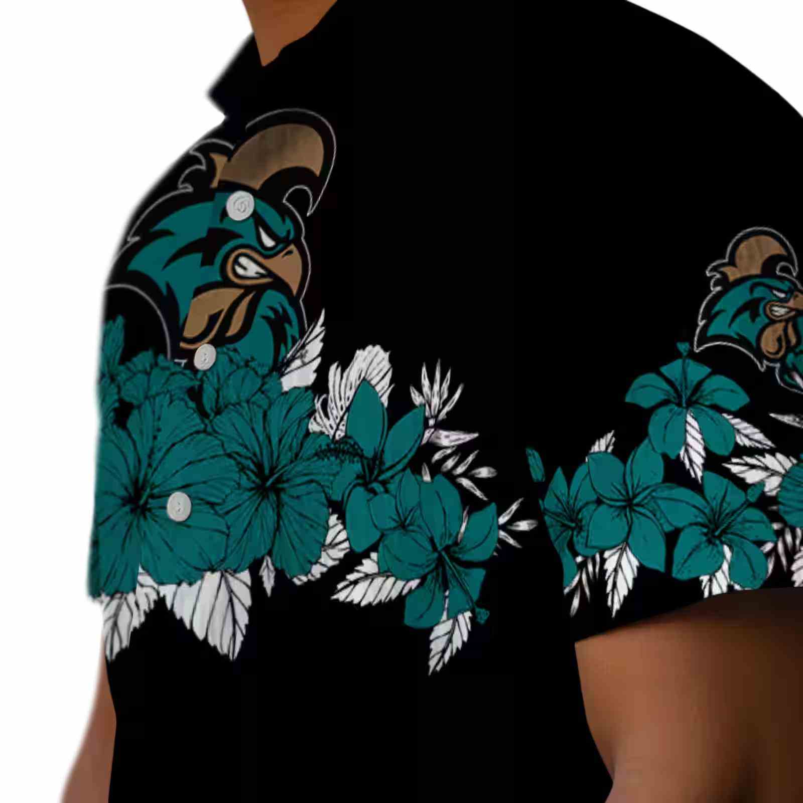 coastal carolina chanticleers hibiscus stripe green black hawaiian shirt trendy