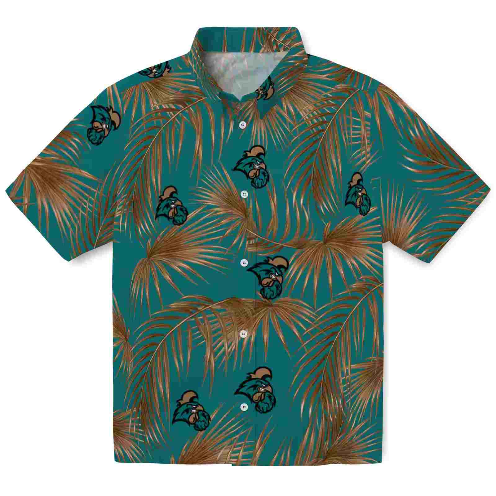 Coastal Carolina Chanticleers Leafy Palms Green Hawaiian Shirt