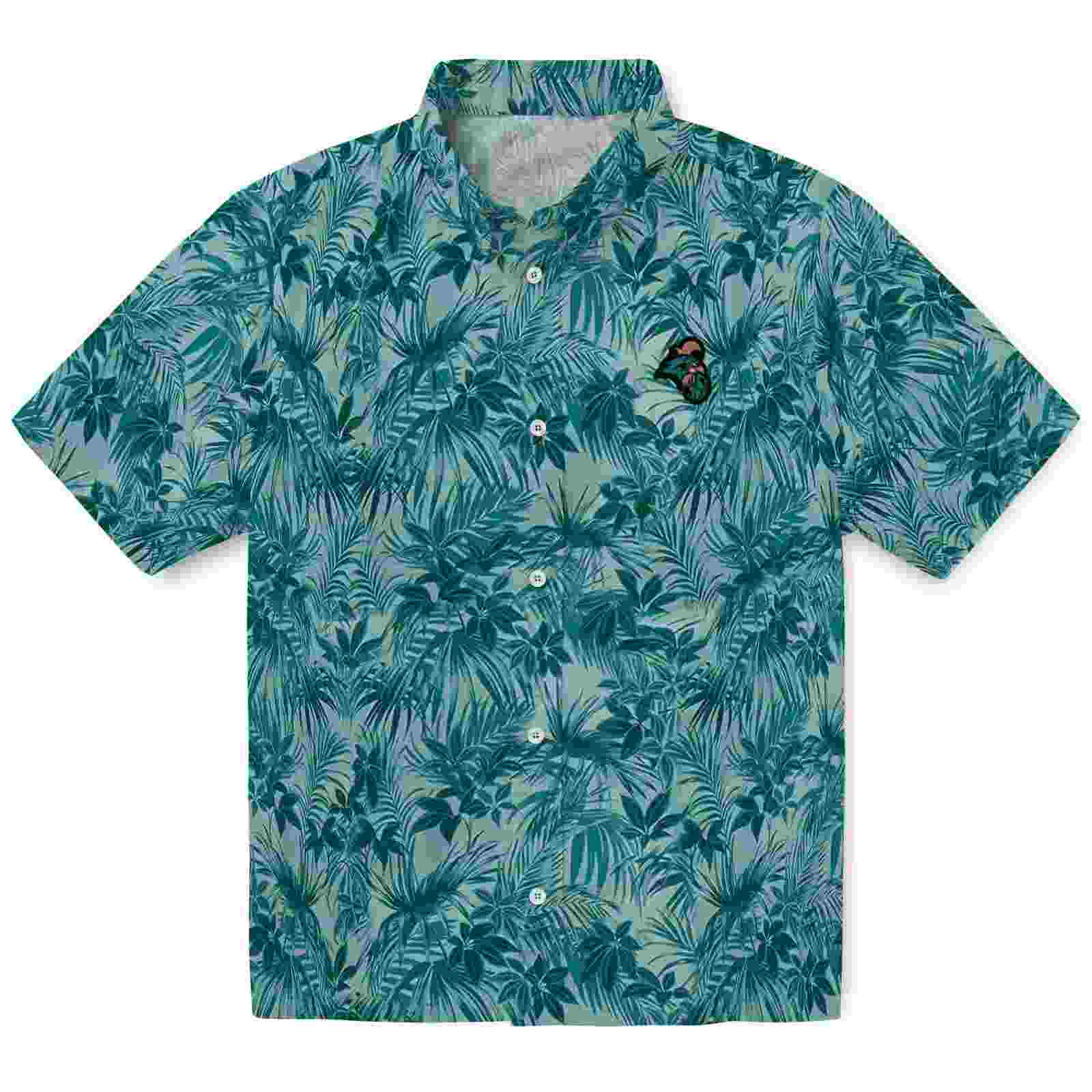 Coastal Carolina Chanticleers Leafy Pattern Green Hawaiian Shirt