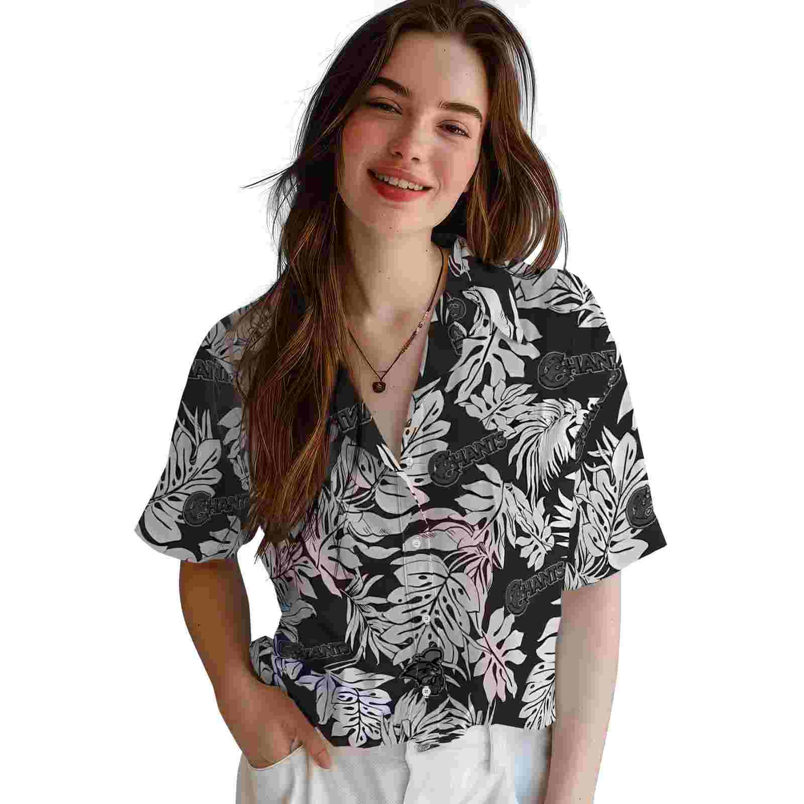 coastal carolina chanticleers monstera leaf pattern black hawaiian shirt latest model