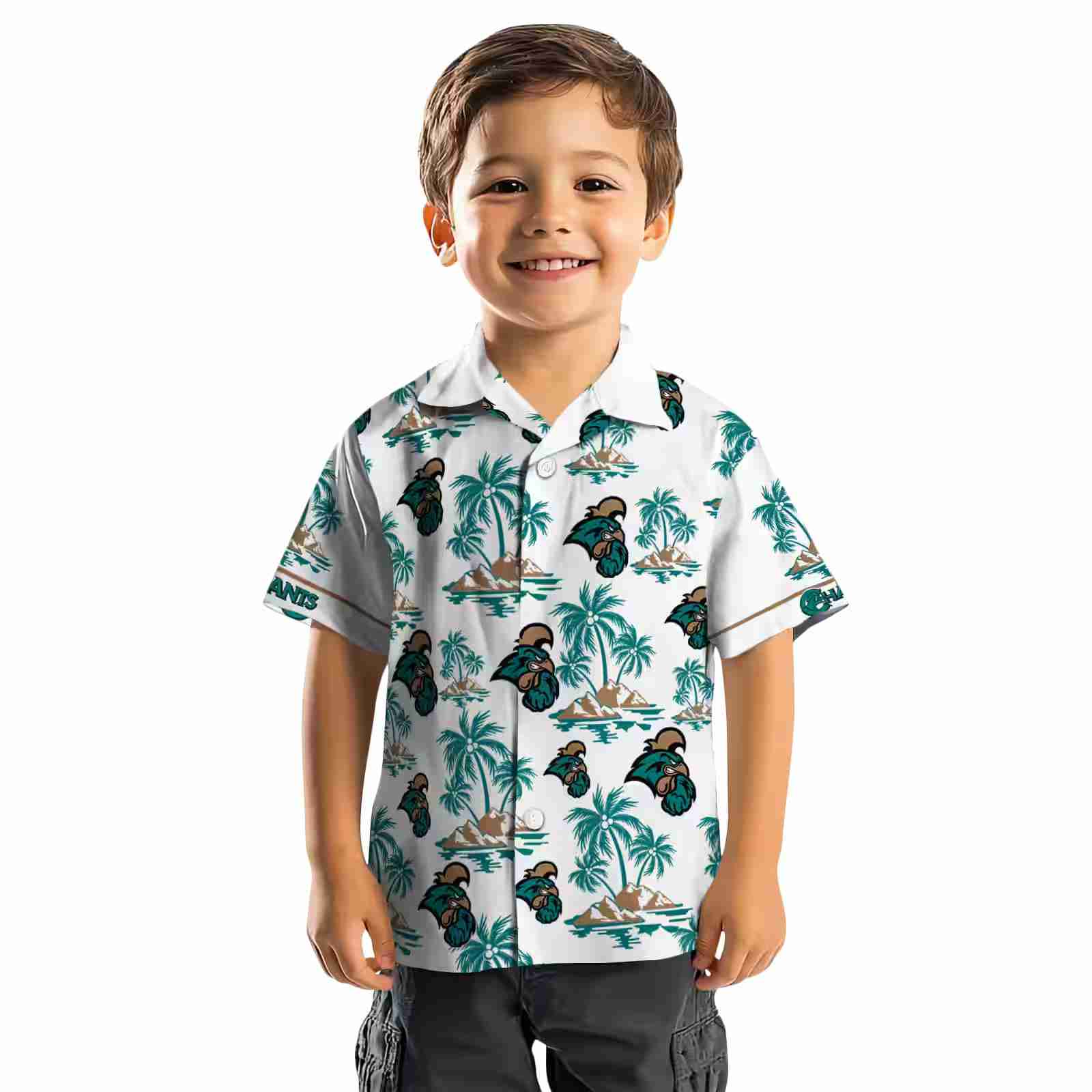 coastal carolina chanticleers palm island print green white hawaiian shirt top rated