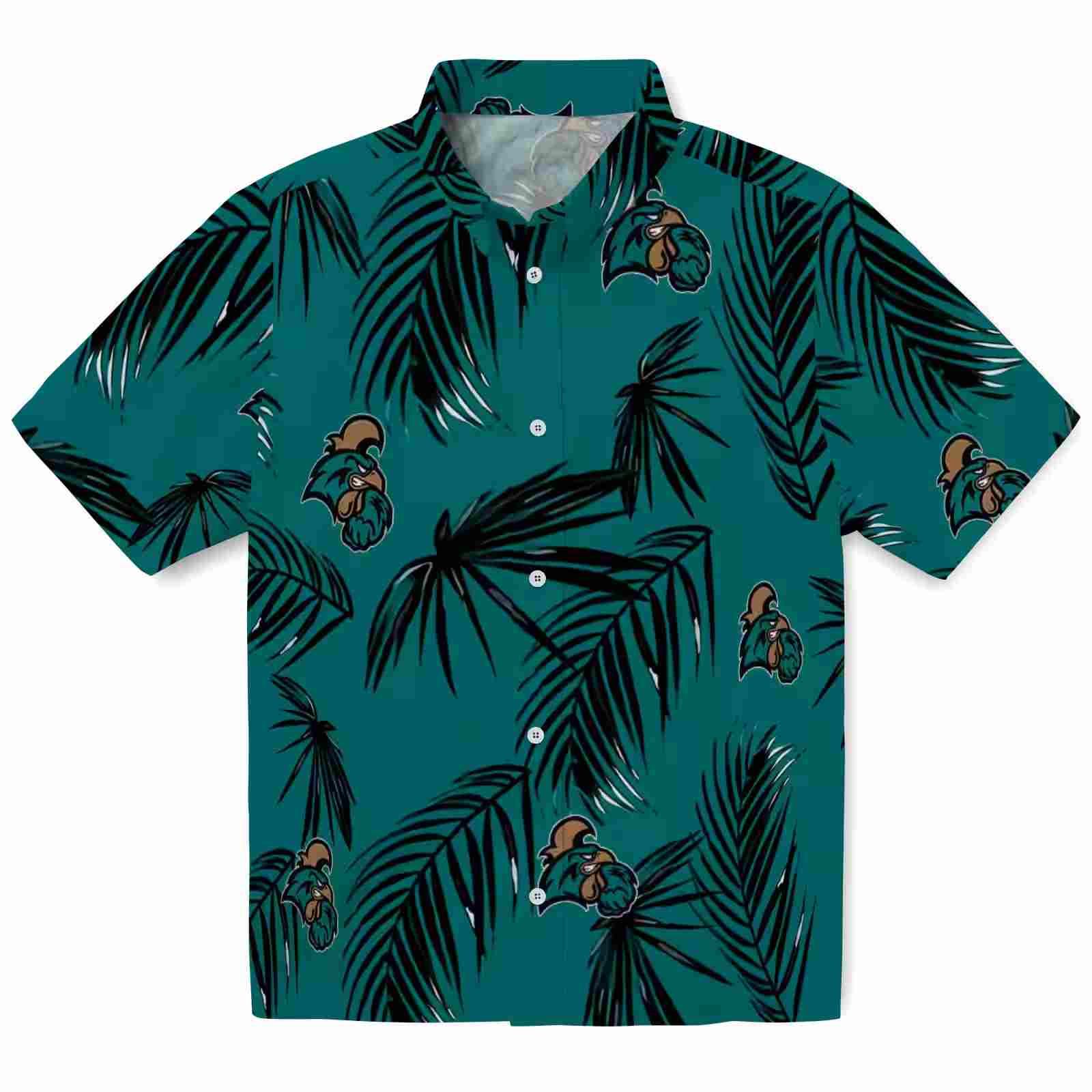 Coastal Carolina Chanticleers Palm Leaf Green Hawaiian Shirt