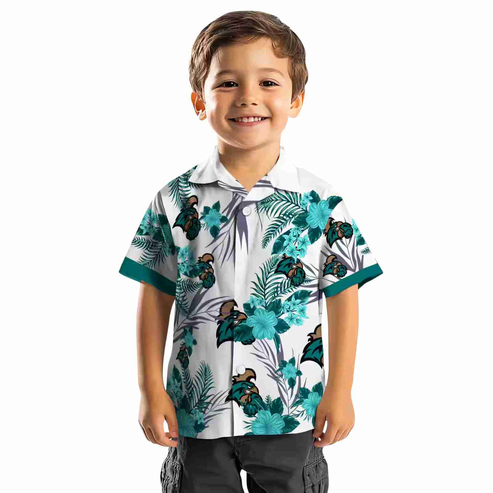 coastal carolina chanticleers patriotic hibiscus design green white hawaiian shirt top rated