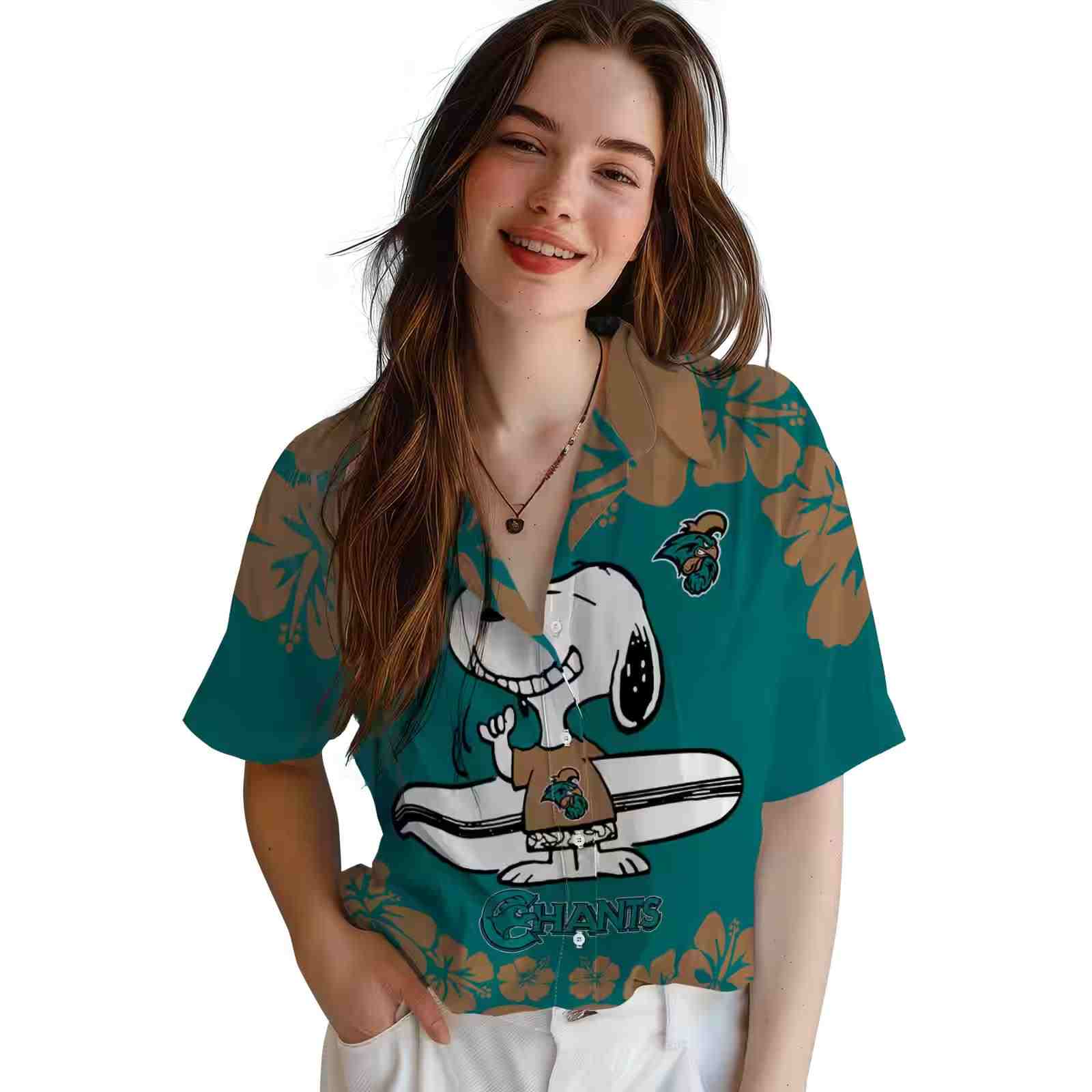 coastal carolina chanticleers snoopy surf green white hawaiian shirt latest model