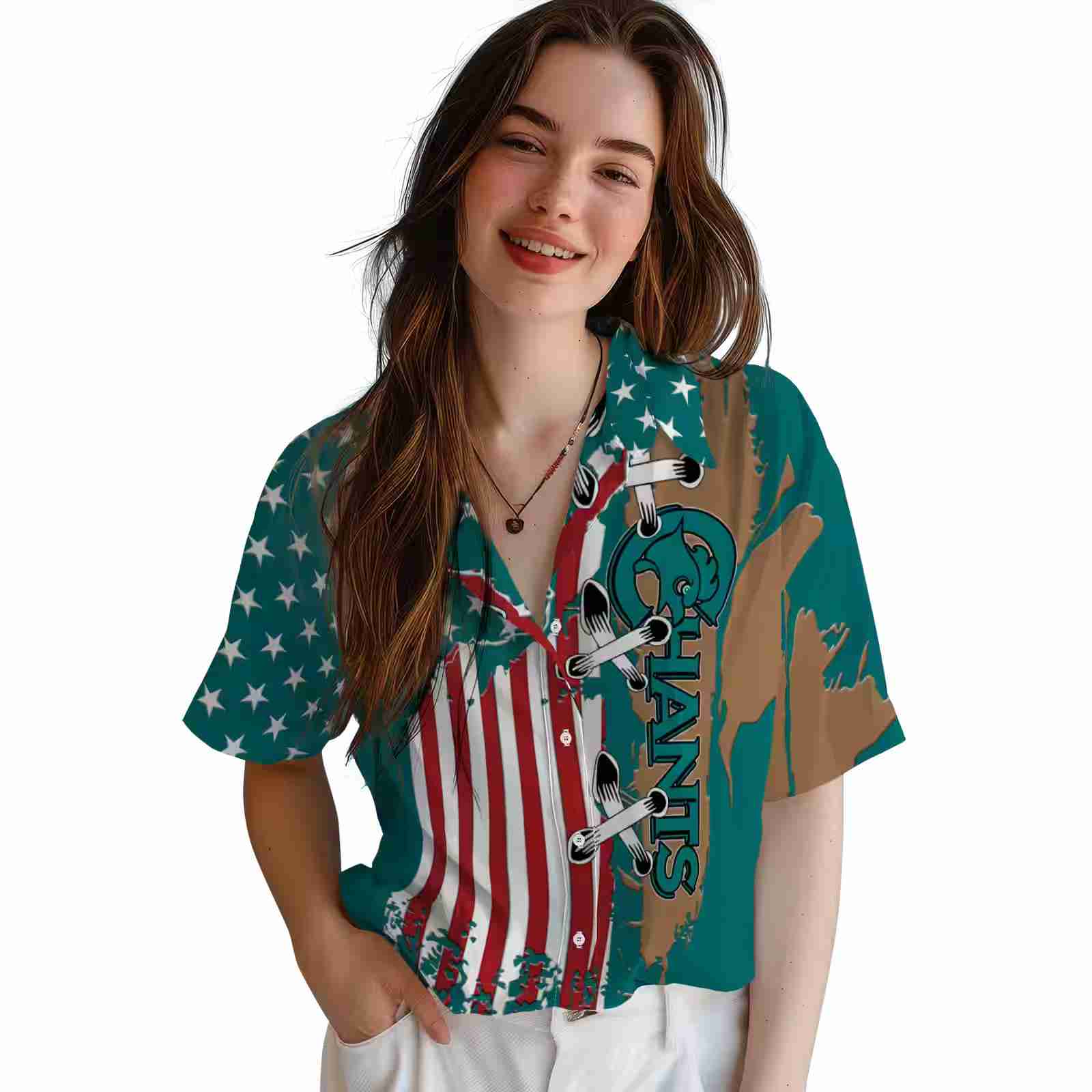 coastal carolina chanticleers stitched flag green hawaiian shirt latest model